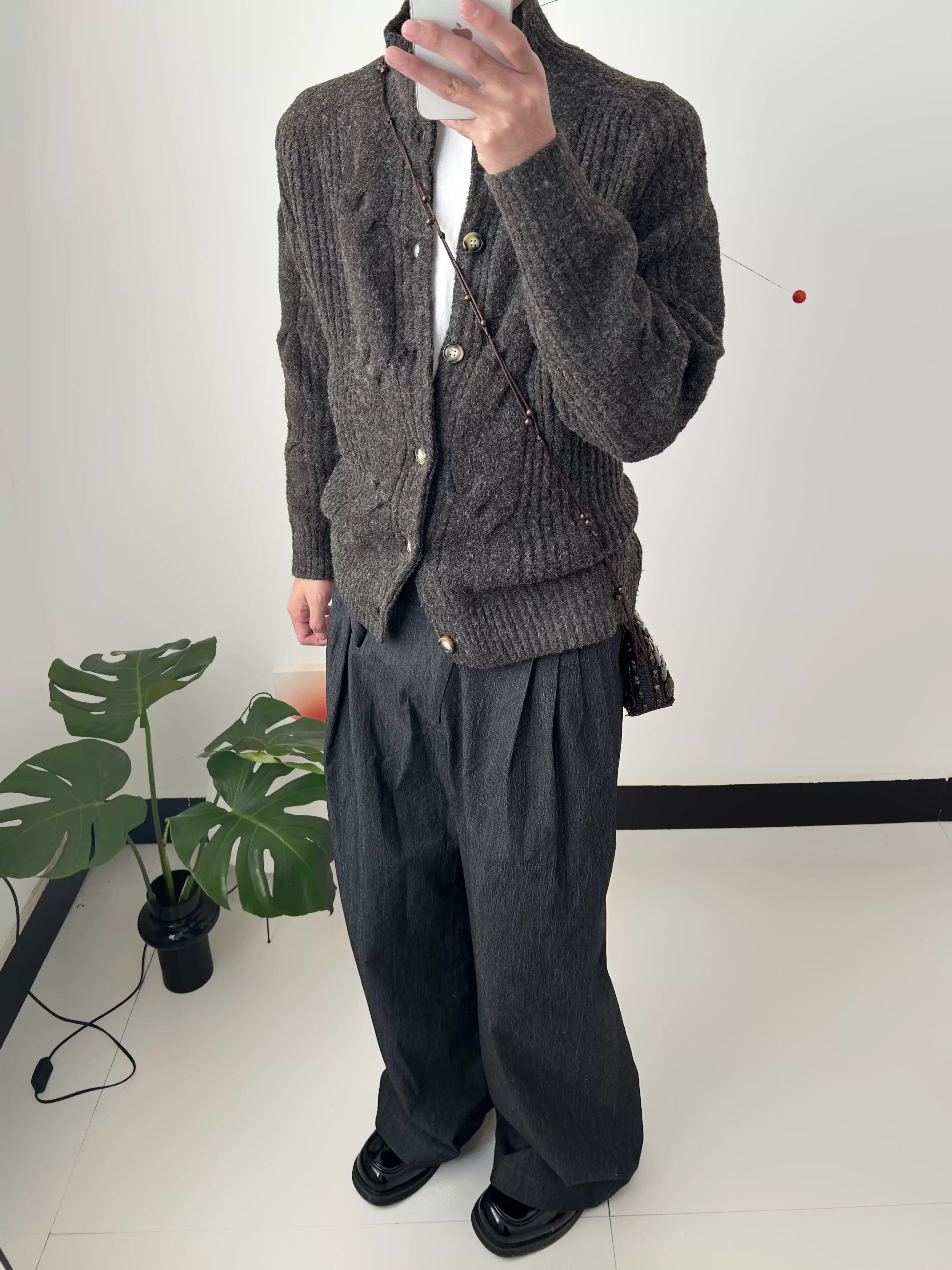 棉羊毛混纺保暖针织开衫毛衣老钱风秋冬通勤百搭TERRAINCOGNITA