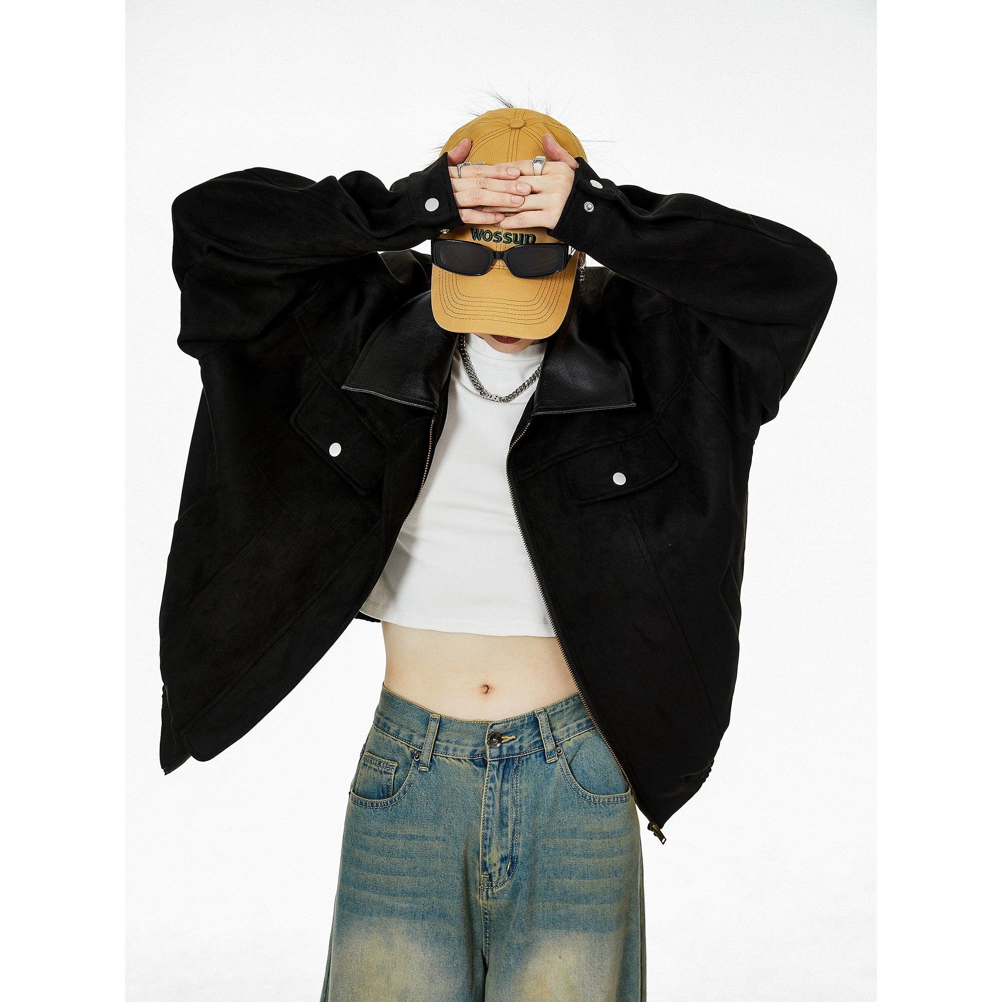 ICH MODE 美式复古巴恩风麂皮绒外套女2025新款秋冬工装夹克上衣