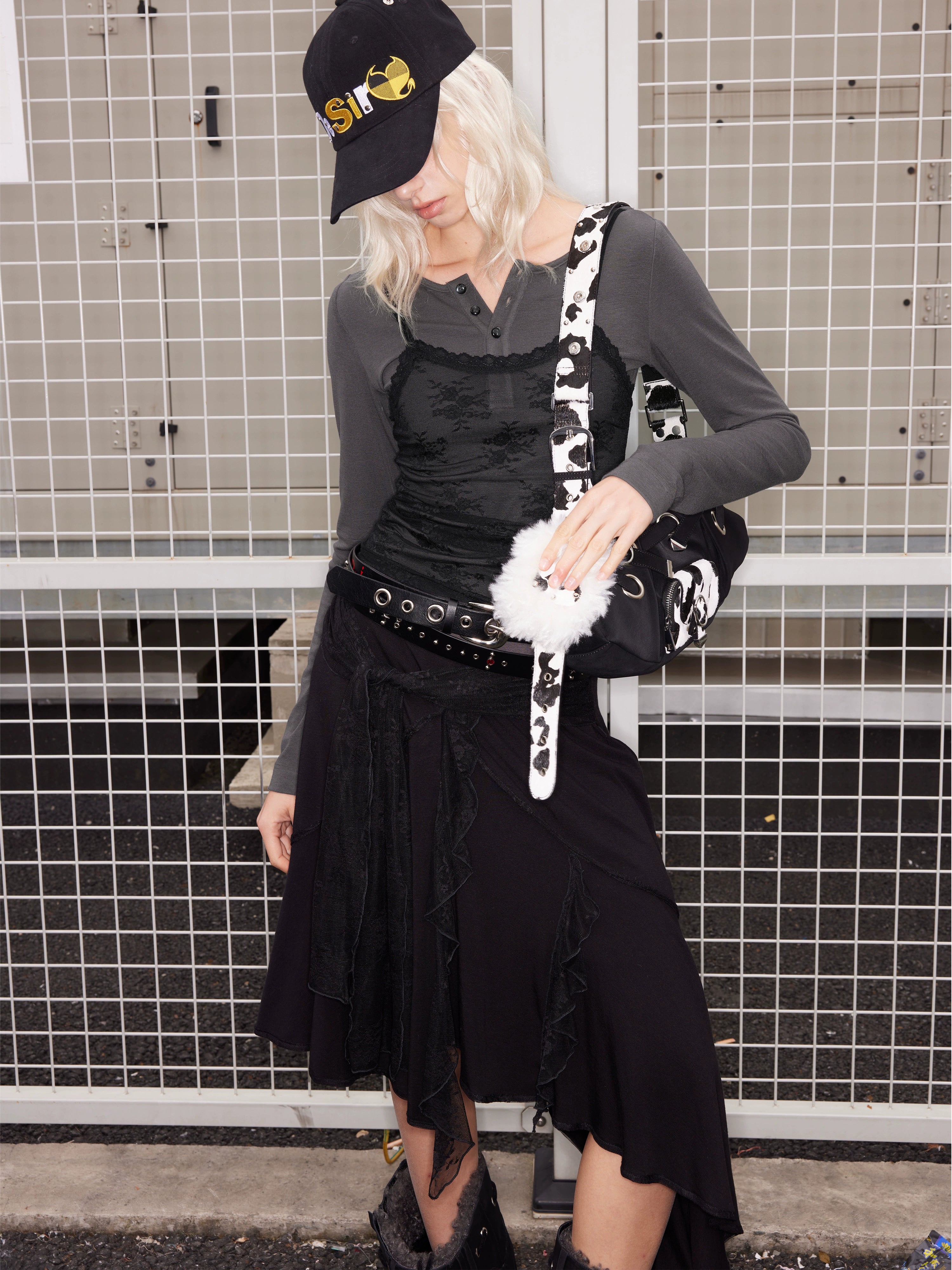 2th Desire莱赛尔蕾丝撞色拼接真两件羊毛针织长袖打底内搭上衣女