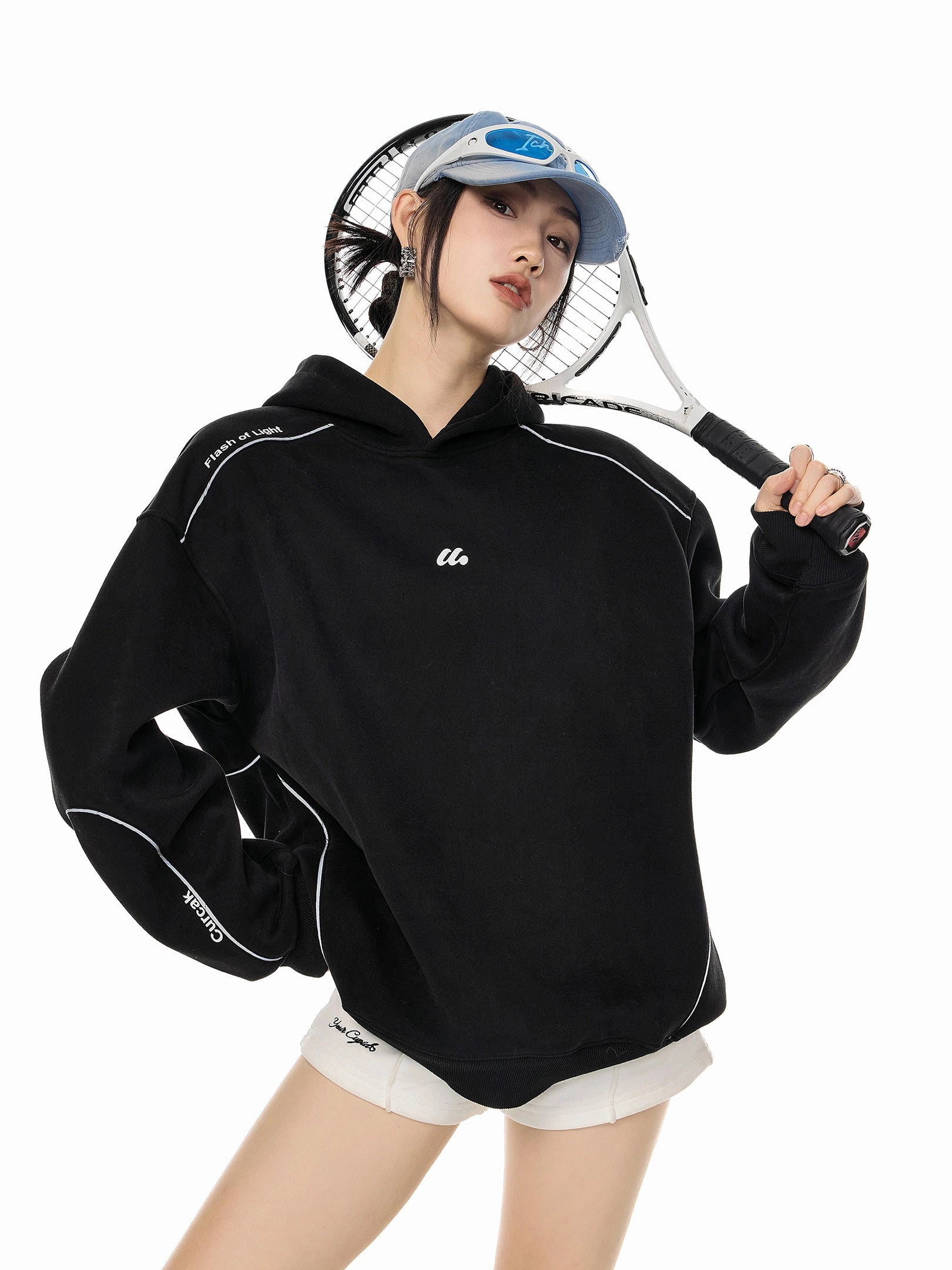 ICH MODE 美式复古宽松连帽卫衣女新款秋冬宽松运动上衣帽衫外套