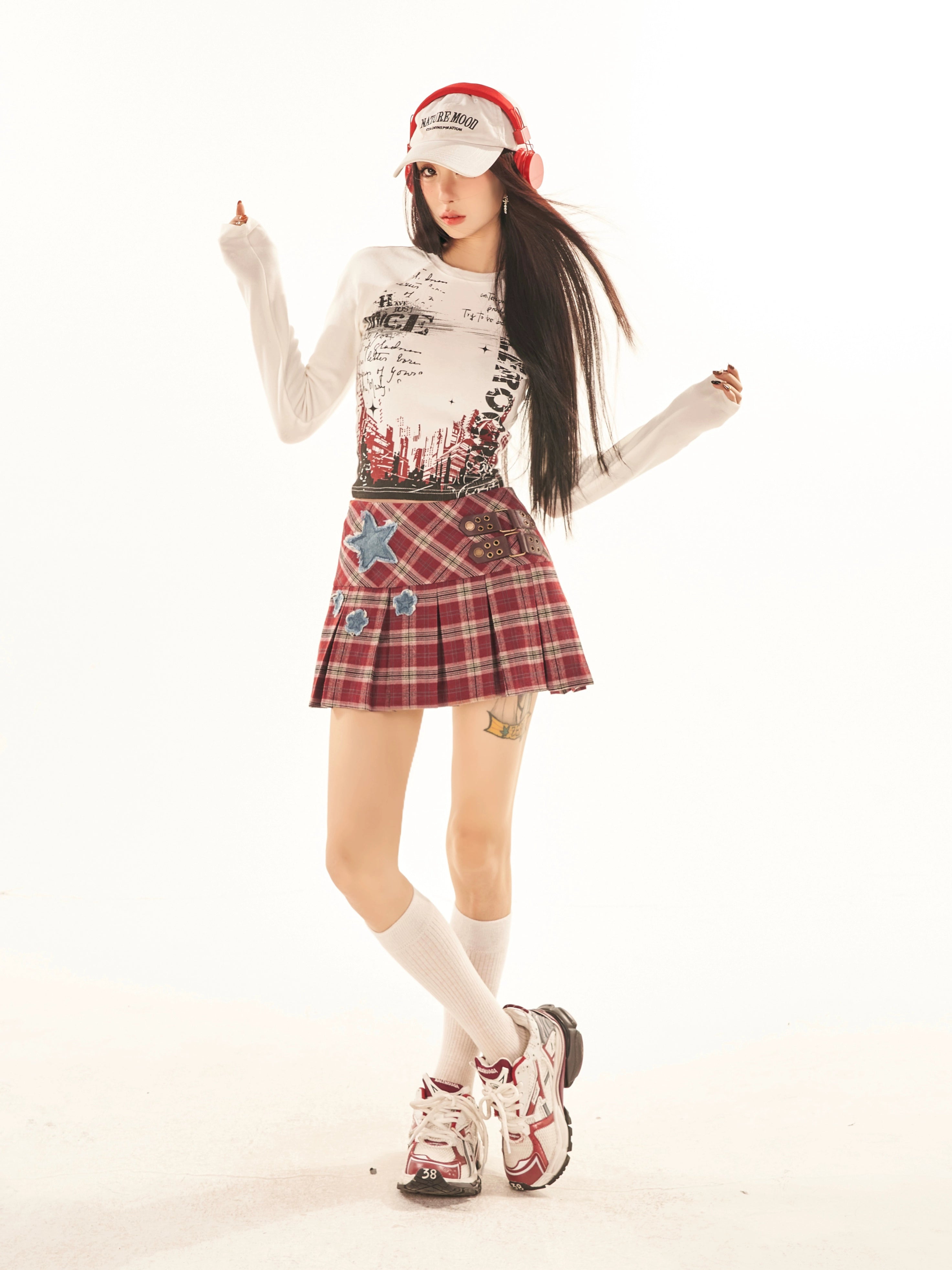 野生zerocircle白色插肩长袖t恤女春秋季y2k辣妹修身小众短款上衣