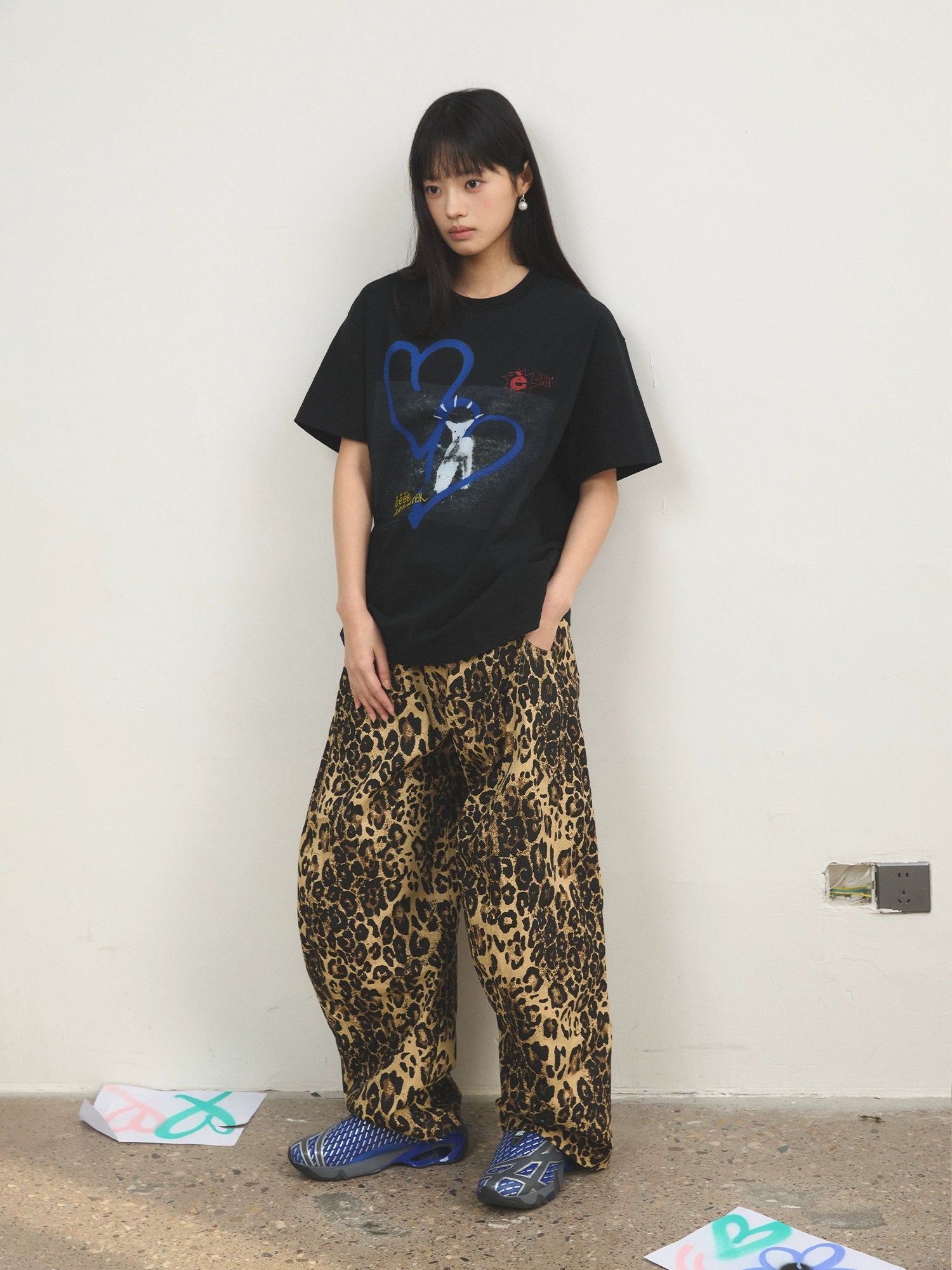 “钻爆了”| eeee星空丛林满钻豹纹工装裤设计感弯刀裤休闲长裤