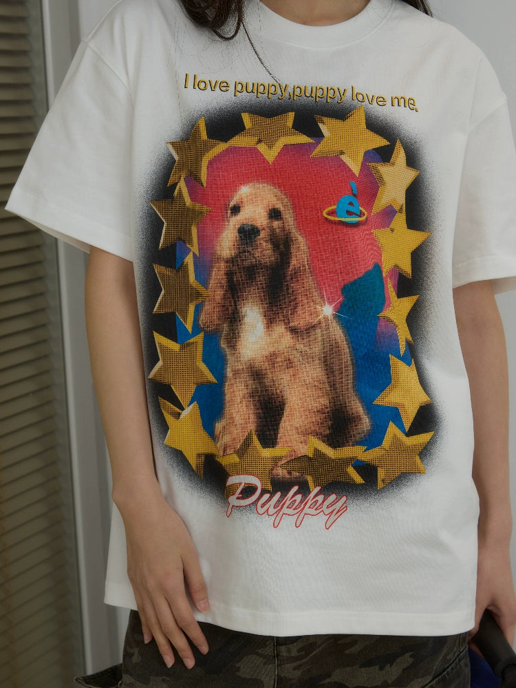 “金星美卡”|eeee原创美式复古趣味美卡犬短袖小众设计感T恤夏