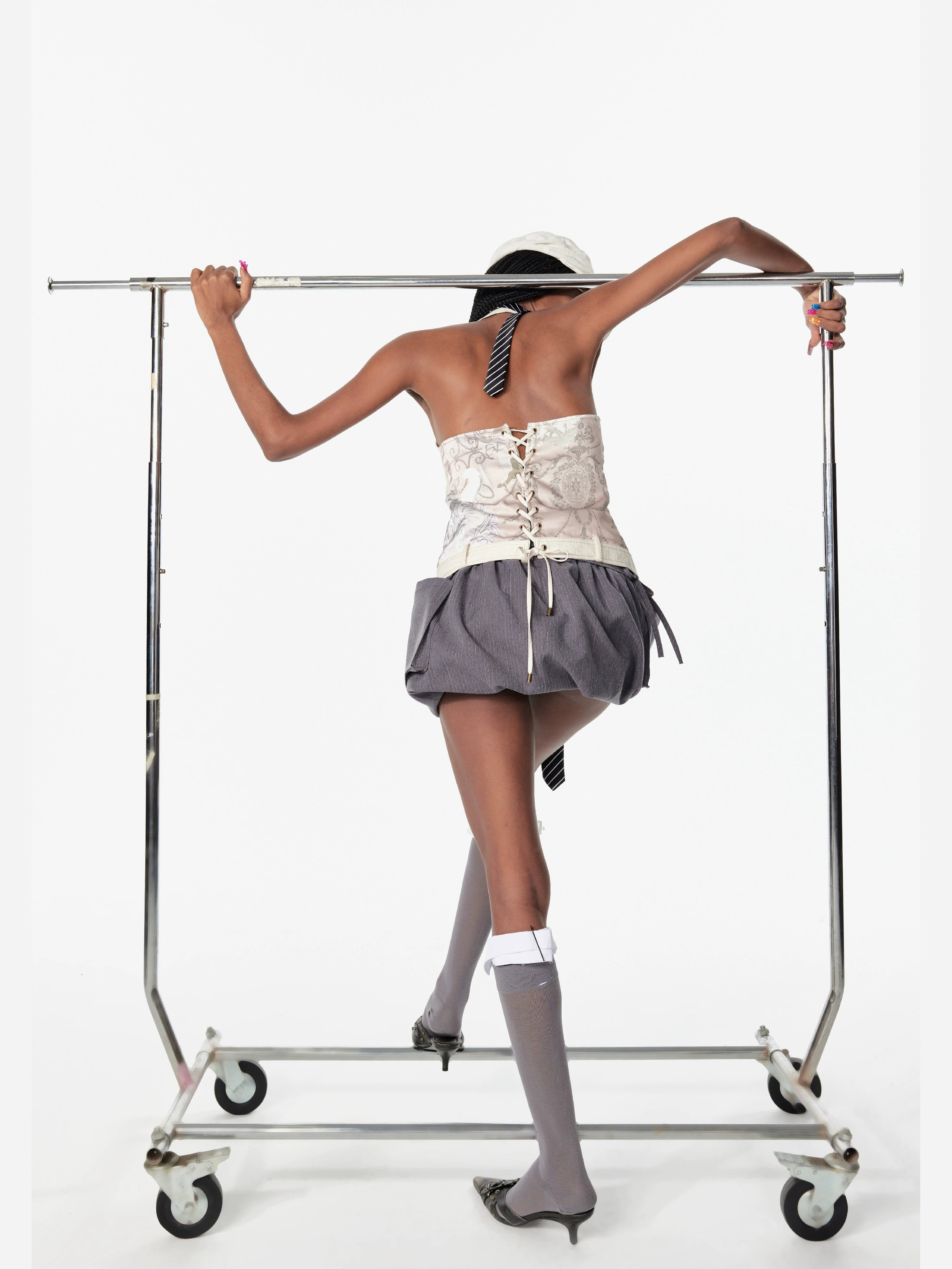 2th Desire印花绑带露背外穿肌理感解构马甲挂脖背心吊带上衣女