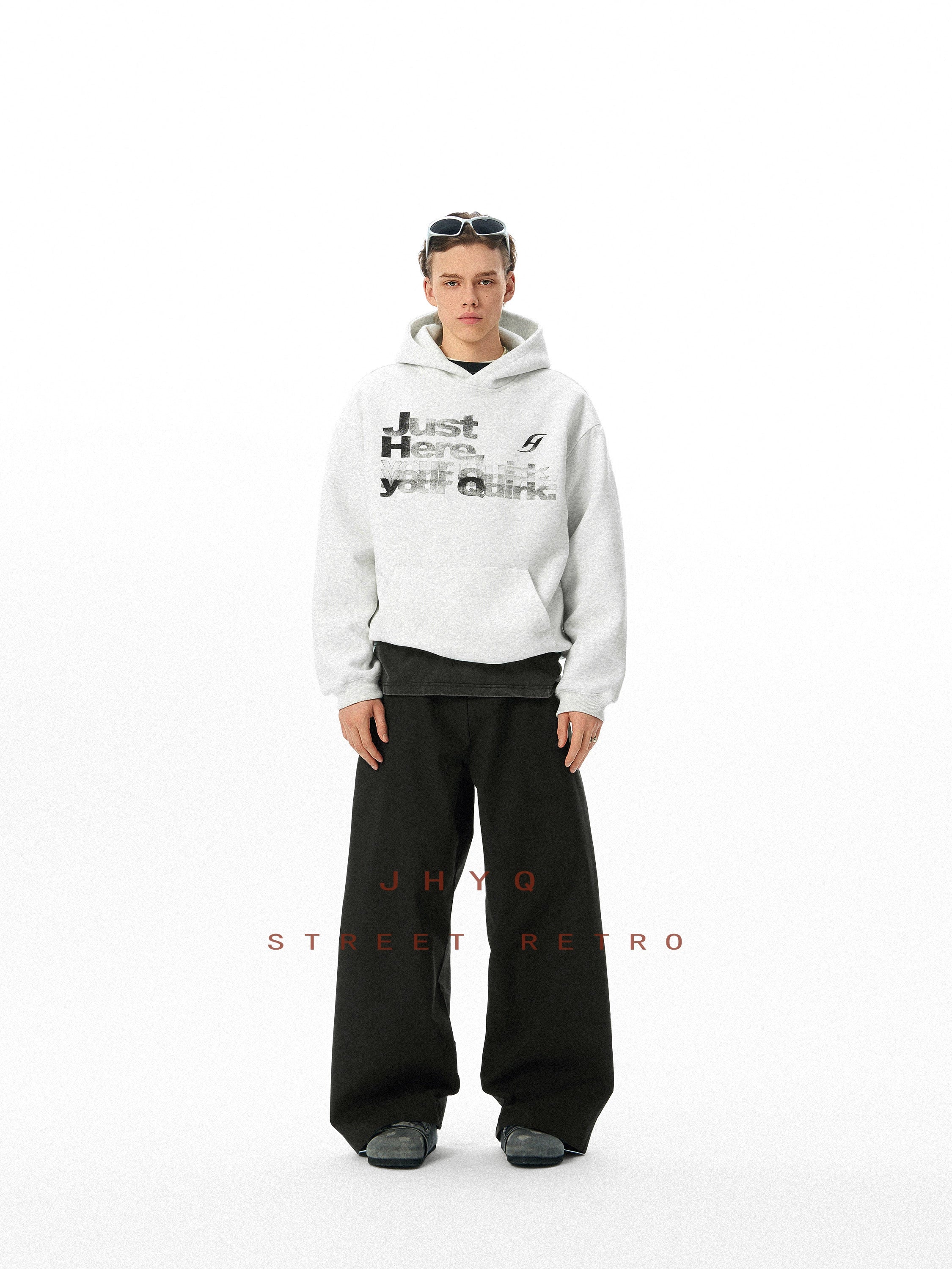 【就在这里,你的怪癖】JHYQ印花创意连帽卫衣男宽松情侣帽衫外套