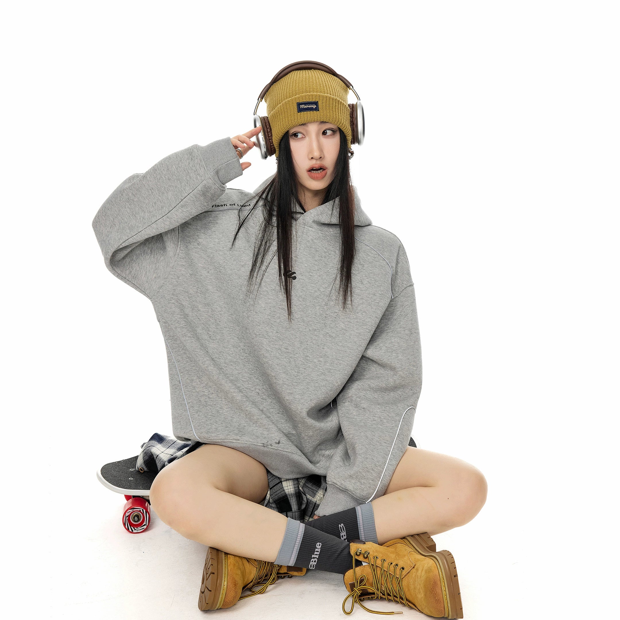 ICH MODE 美式复古宽松连帽卫衣女新款秋冬宽松运动上衣帽衫外套