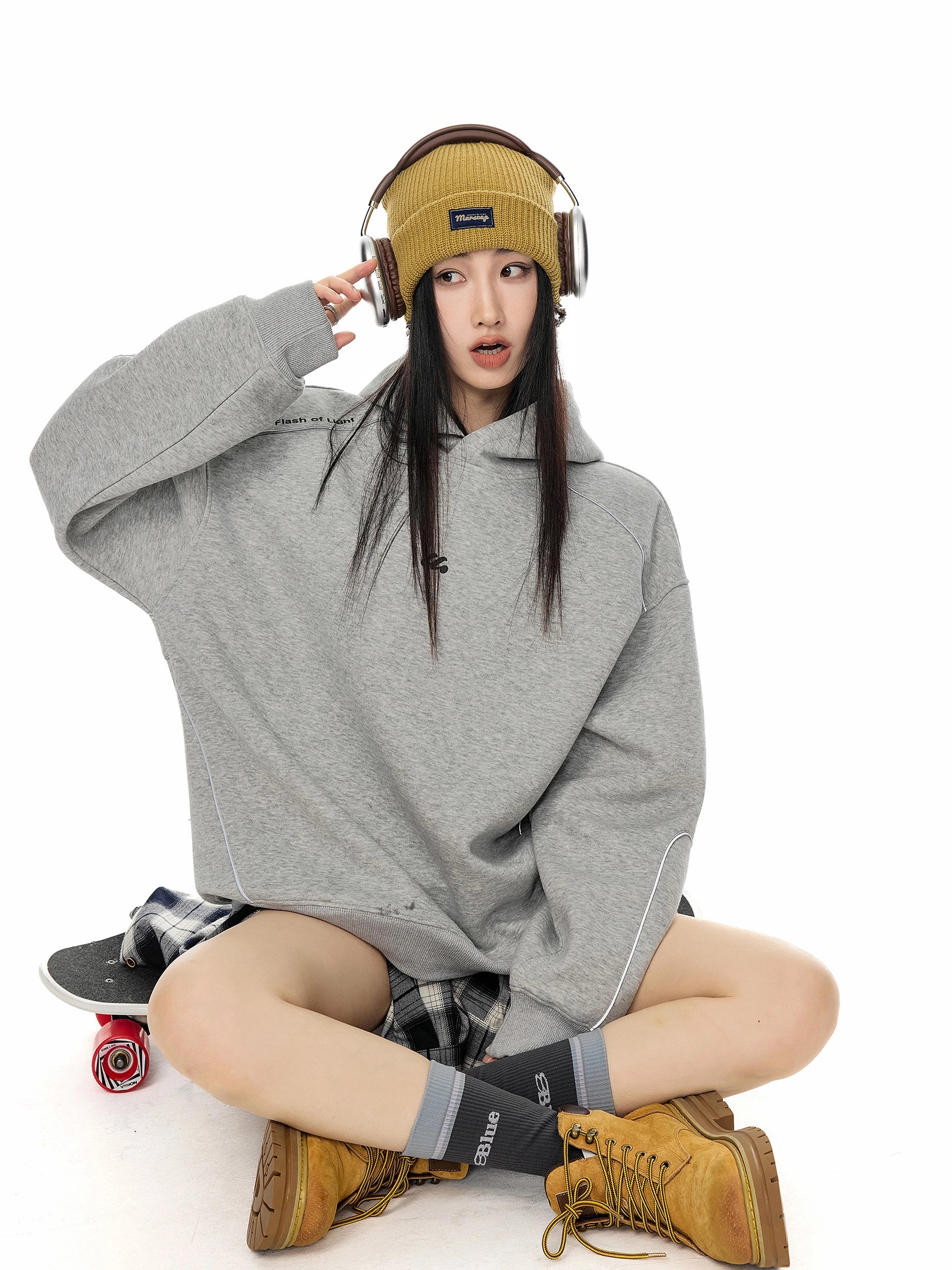 ICH MODE 美式复古宽松连帽卫衣女2025新款秋冬重磅休闲运动上衣