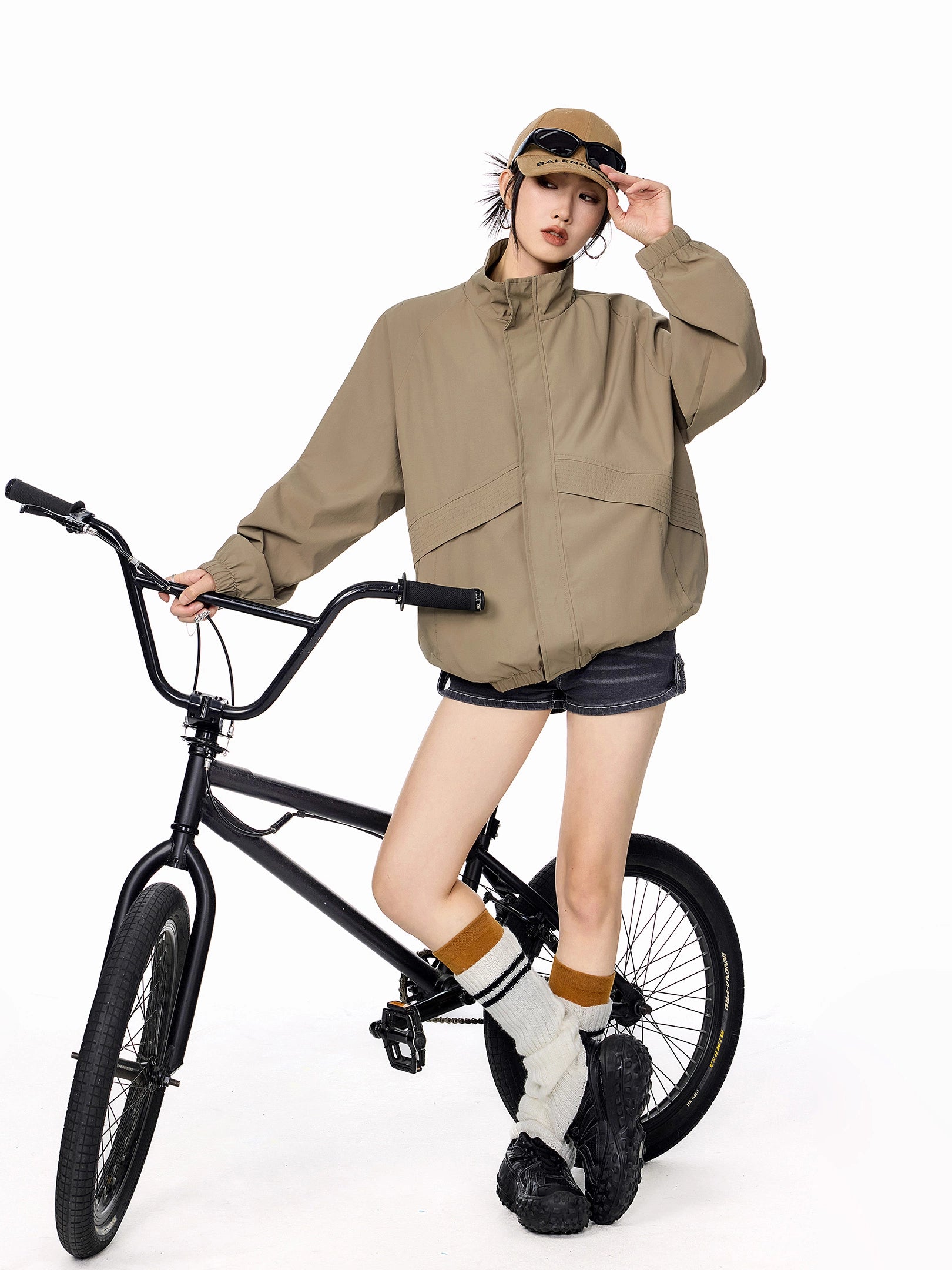 ICH MODE 美式复古工装外套女秋冬季飞行员夹克宽松上衣2025新款