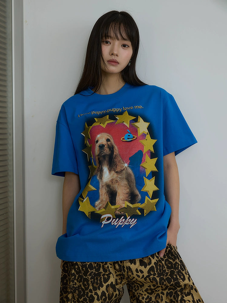 “金星美卡”|eeee原创美式复古趣味美卡犬短袖小众设计感T恤夏