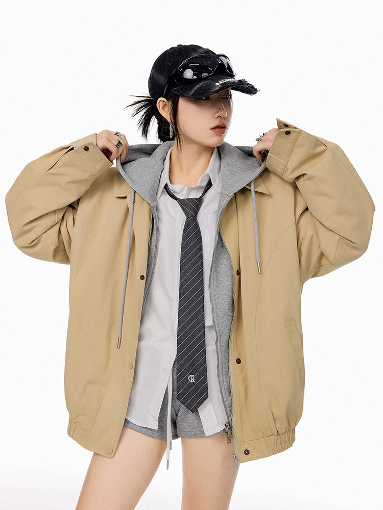 ICH MODE 美式复古哈灵顿外套女2025秋冬季新款翻领开衫夹克上衣