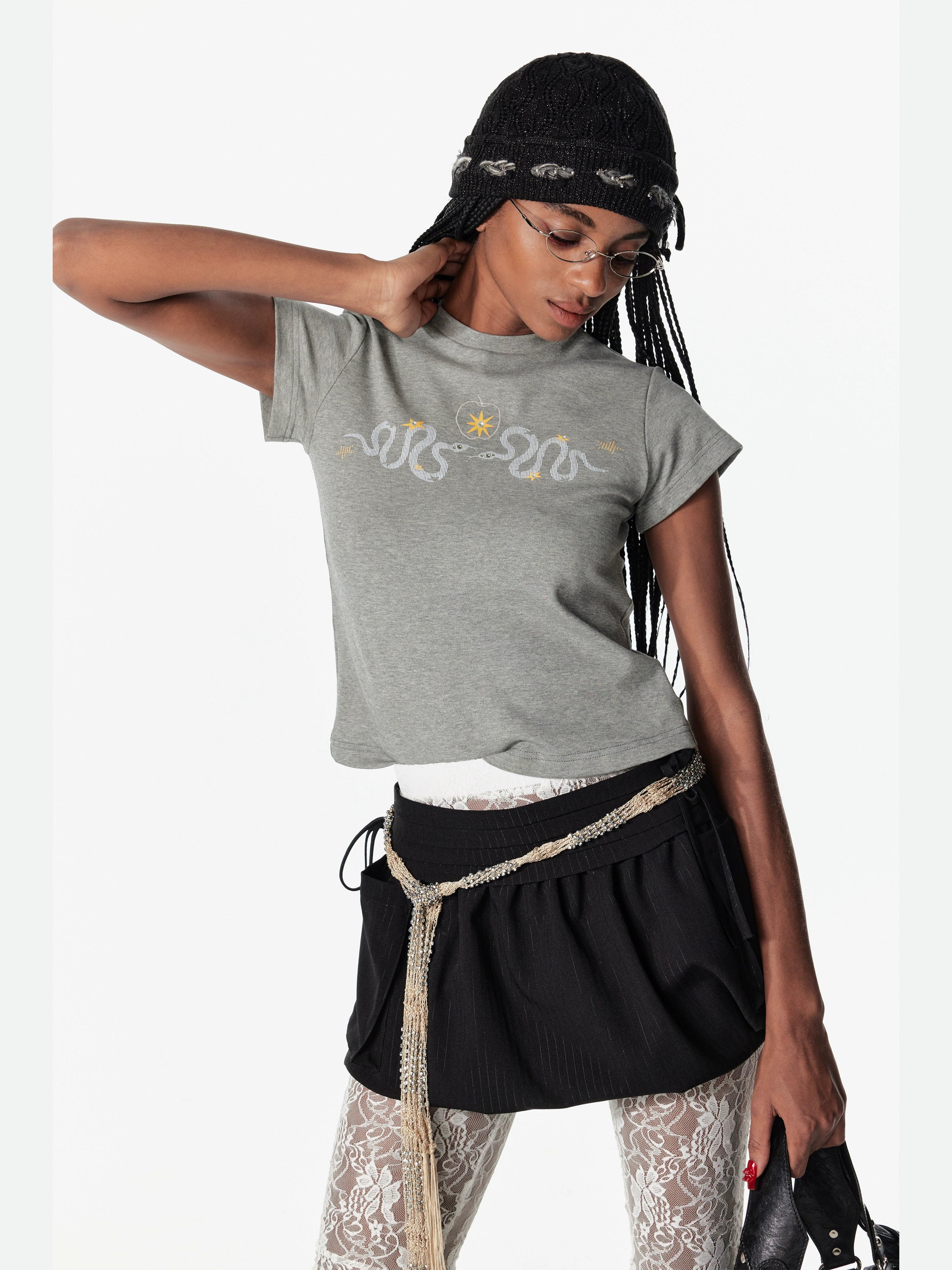 2th Desire蝴蝶结串珠绑带镂空立体花式包头帽织带针织帽毛线冷帽