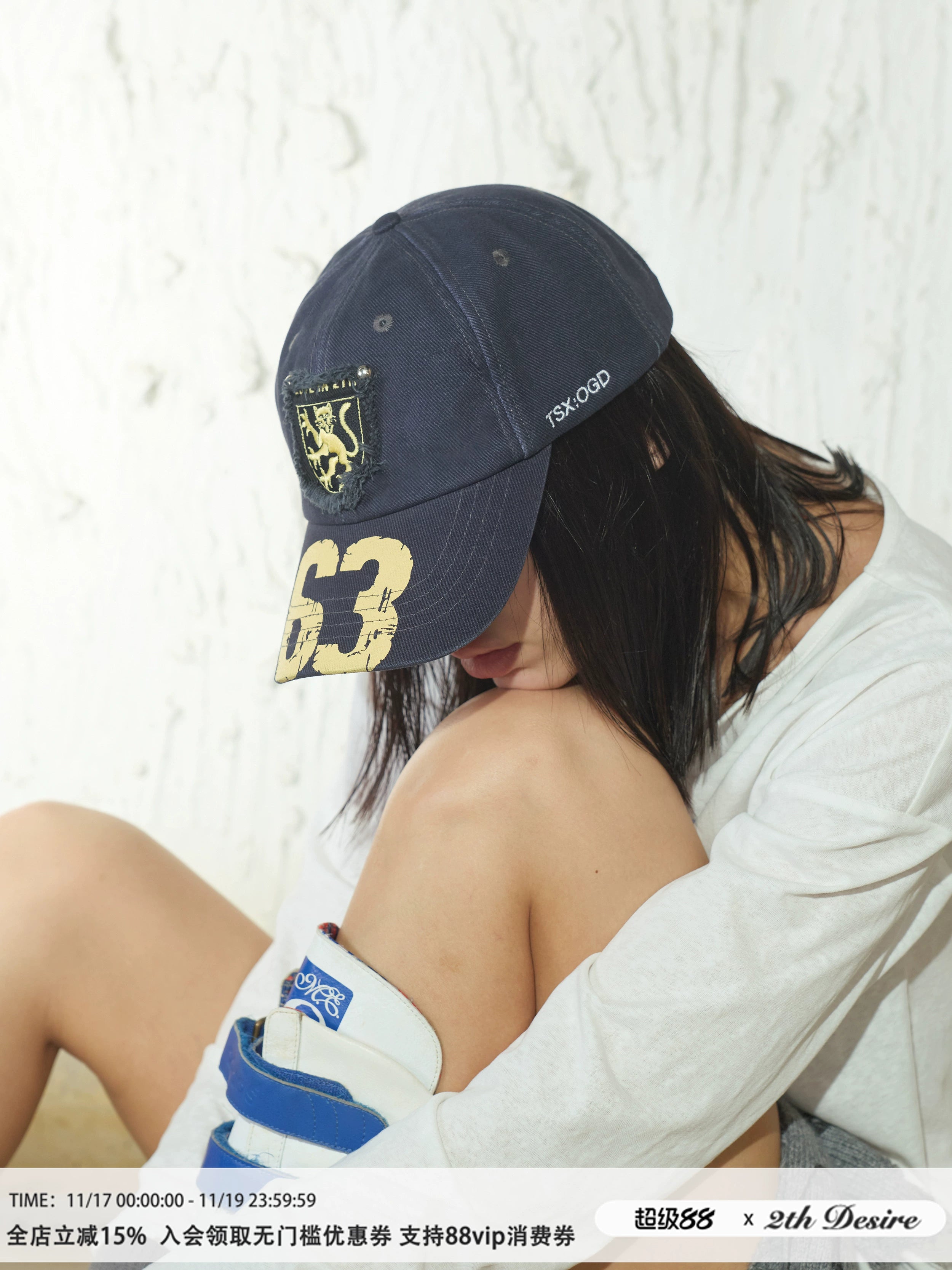 2th Desire原创美式复古设计字母印花刺绣高街休闲棒球鸭舌帽帽子