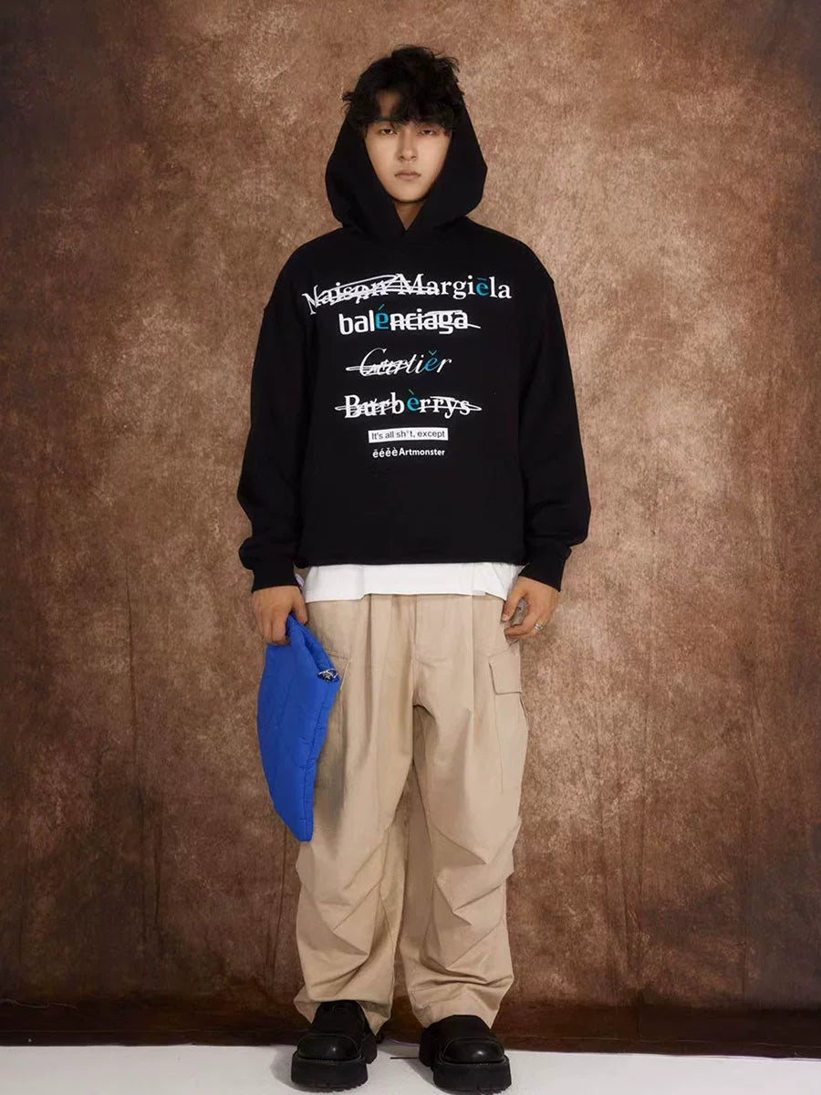 eeeeArtmonster创意"恶搞"标语美式连帽卫衣男女高街ins情侣帽衫