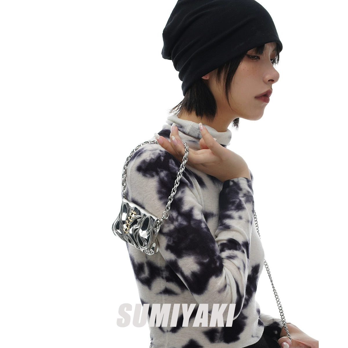 限量!SUMIYAKI原创液态金属褶皱mini口红包包小众设计身体配饰