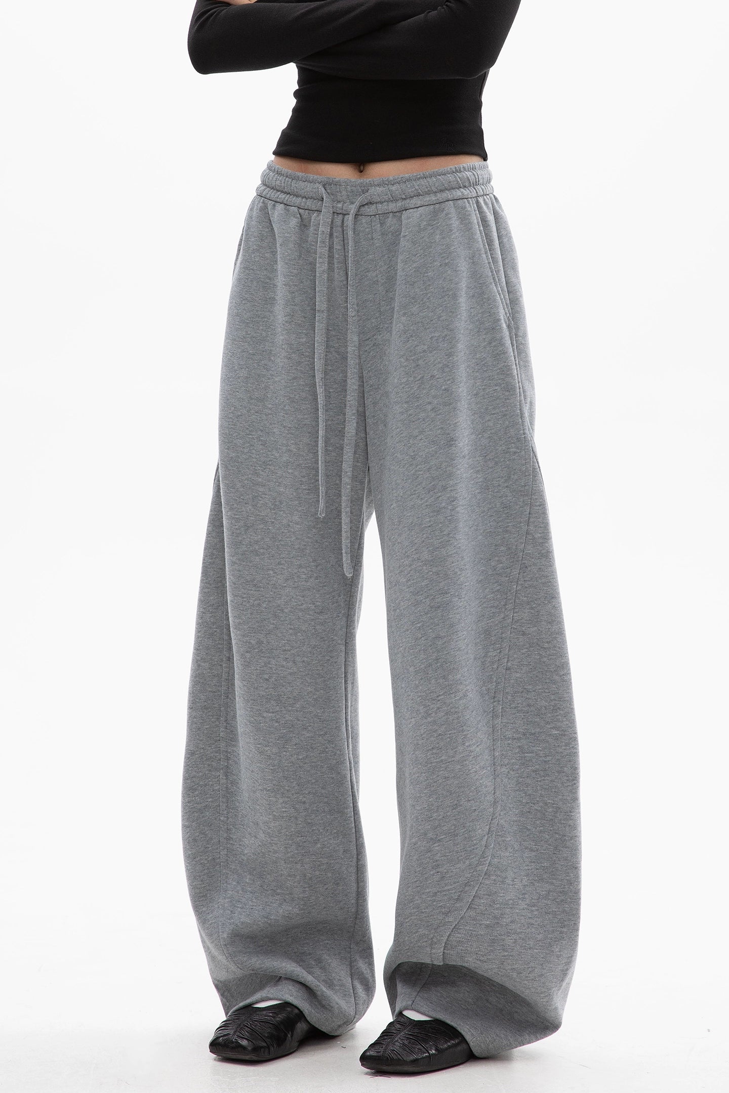 ICH MODE 美式加绒休闲裤女秋冬新款运动卫裤宽松直筒百搭阔腿裤