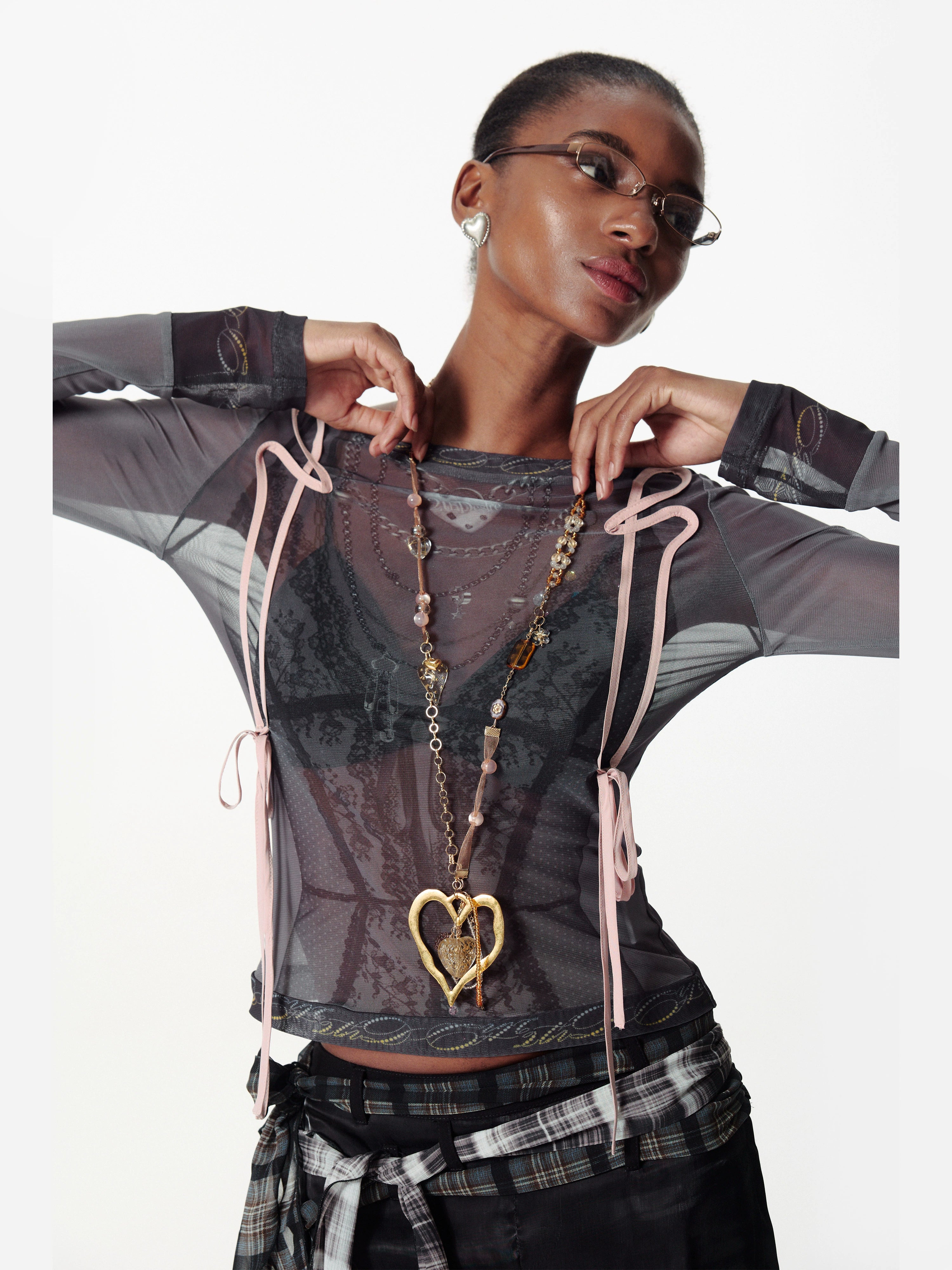 2th Desire手工丝带拼接彩珠爱心波点花朵五金度假感项链锁骨链