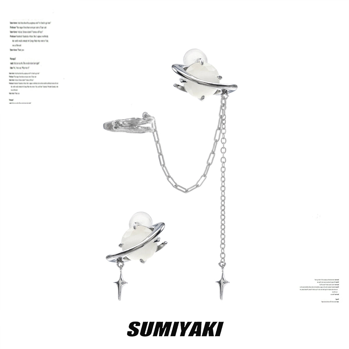 设计感十足!SUMIYAKI 原创星眼系列不对称耳环耳夹猫眼原创耳钉