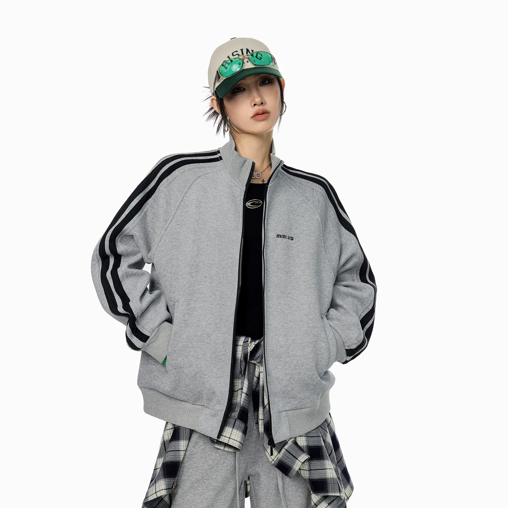 ICH MODE 美式复古卫衣外套女秋冬2025新款宽松休闲运动开衫上衣