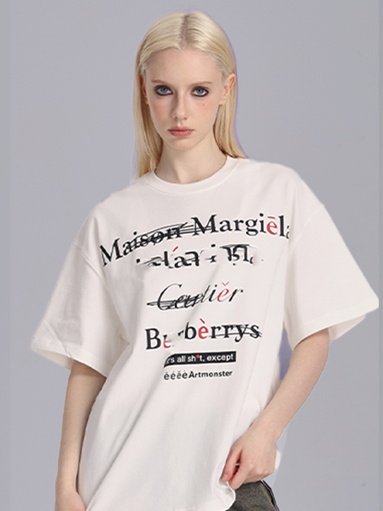 eeeeArtmonster创意"恶搞"标语美式高街ins圆领短袖T恤男女夏季潮