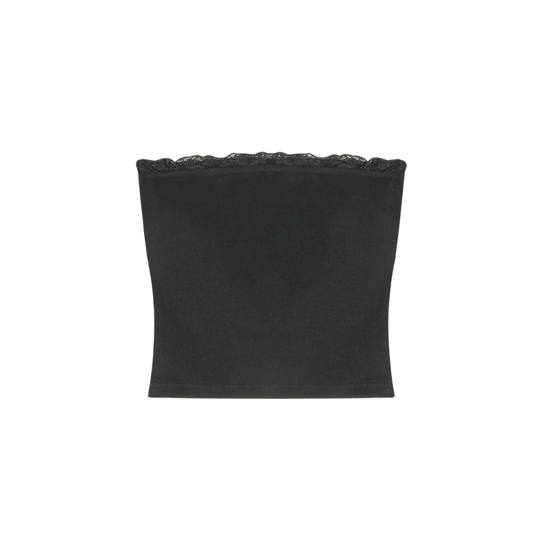 野生zero 辣妹抹胸女夏季黑色套装裙蕾丝外穿上衣直筒开叉长裙子