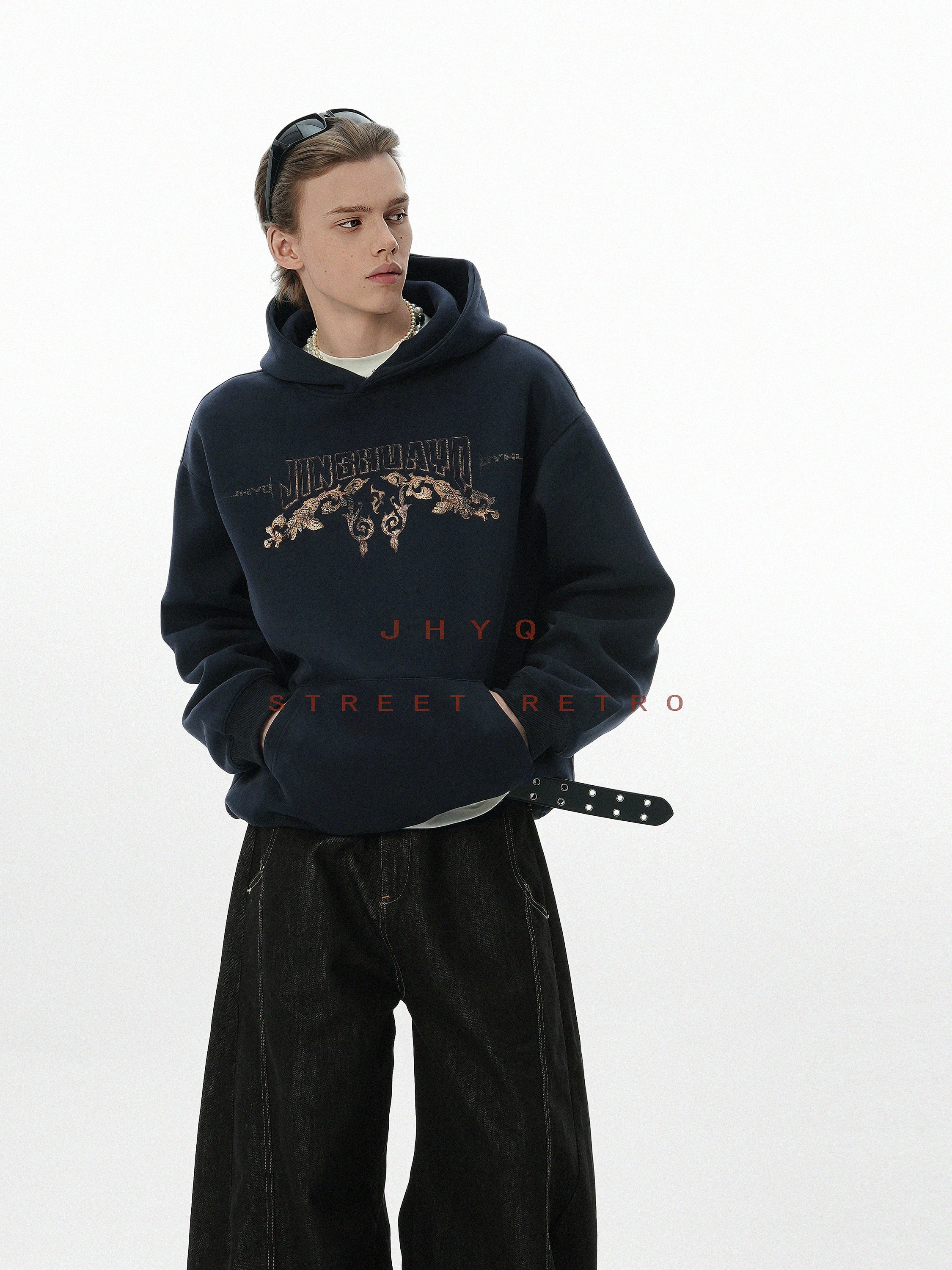 青花瓷丨JHYQ秋季新款400G重磅连帽卫衣男休闲百搭套头情侣帽衫