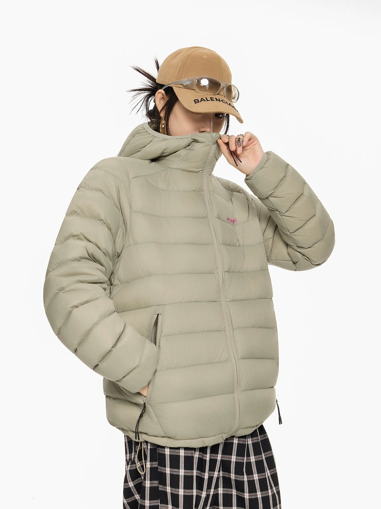 ICH MODE 美式复古90白鸭绒排骨羽绒服女冬季轻薄防寒连帽短外套