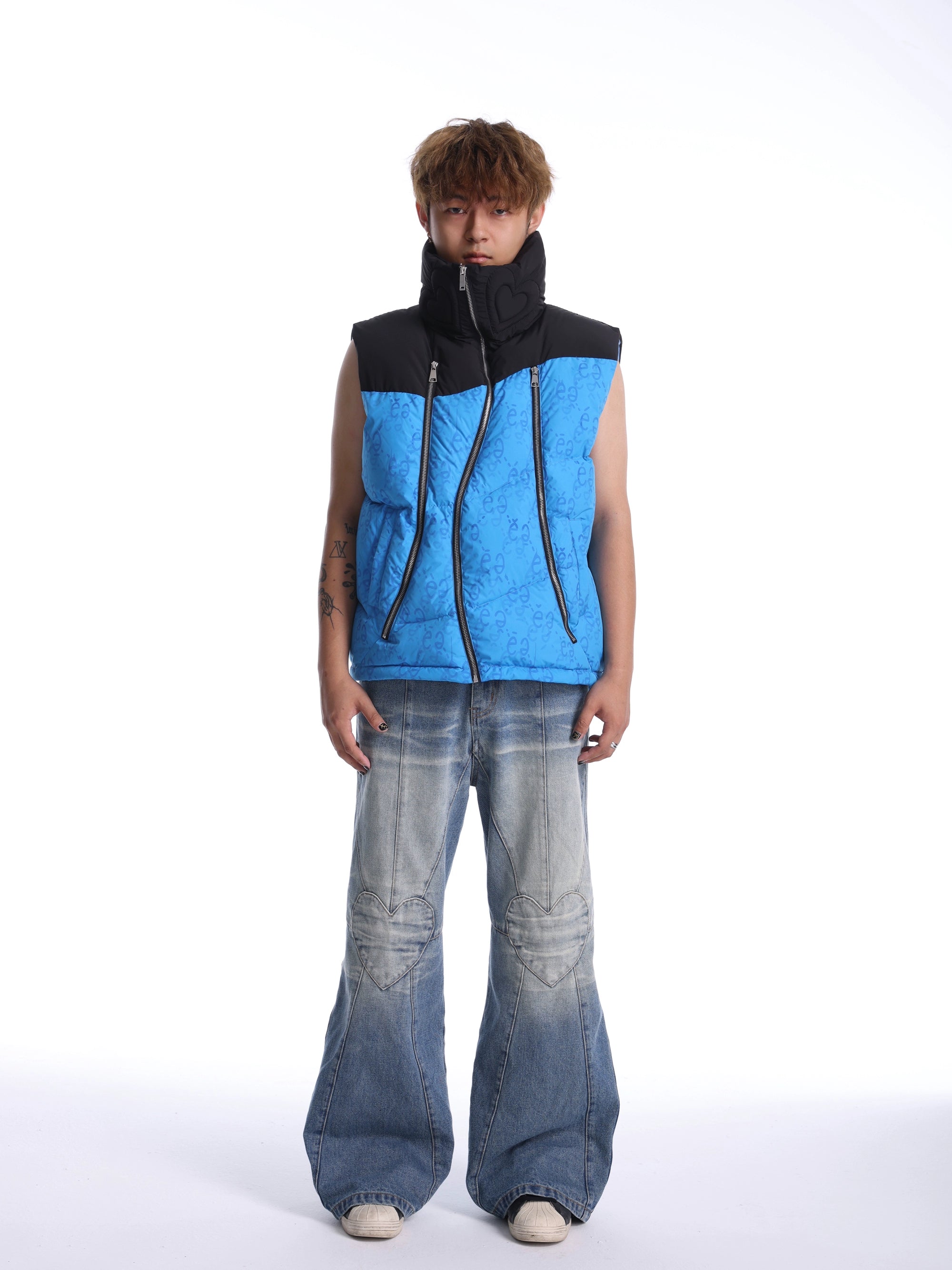 eeeeArtmonster爱心立领背心羽绒棉马甲男女加厚保暖坎肩外套棉服