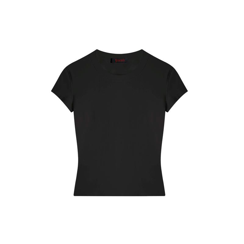 野生zero 白黑灰色正肩短袖t恤女夏季辣妹修身显瘦短款上衣打底衫