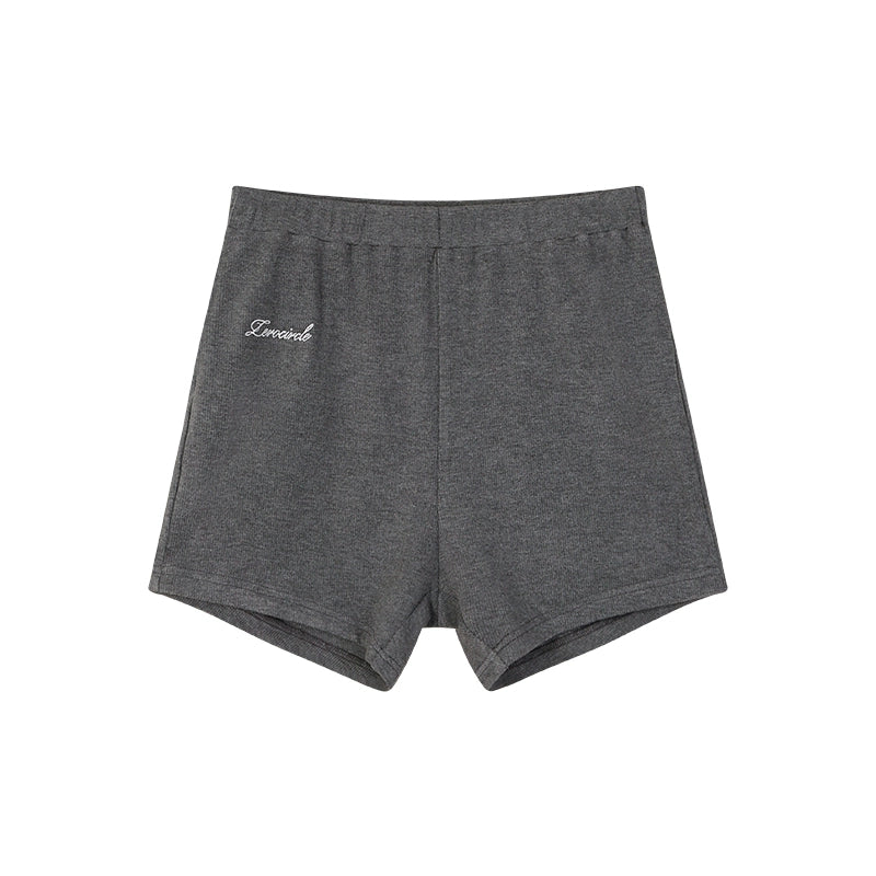 野生zero 黑灰色休闲辣妹套装女春夏季正肩显瘦修身长袖t恤短裤子