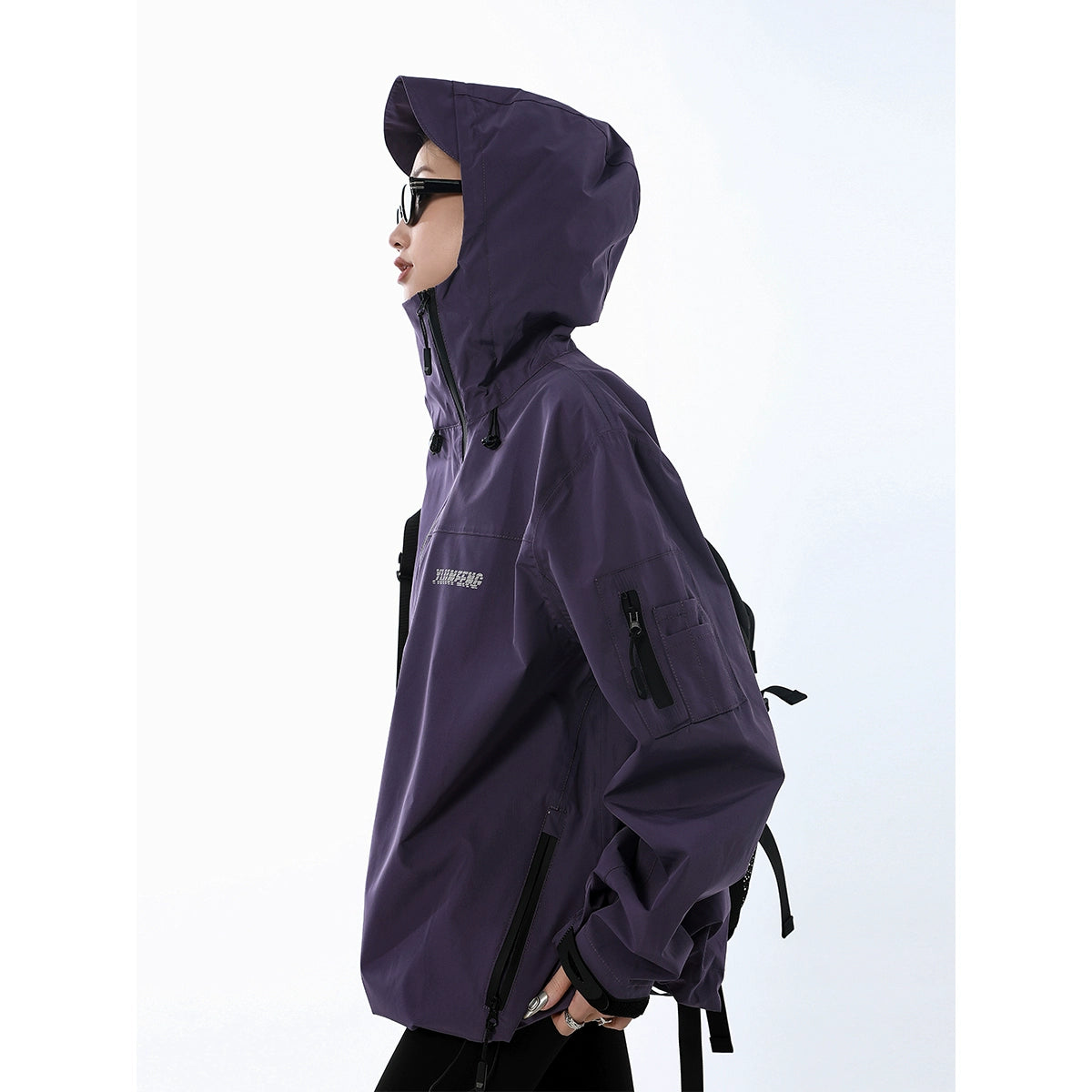 ICH MODE 斜拉链设计感小众户外机能风冲锋外套女百搭工装外套