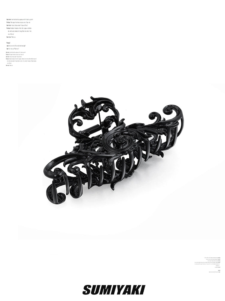 枪黑发饰!SUMIYAKI 法式复古立体雕花鲨鱼夹精致通勤百搭发饰