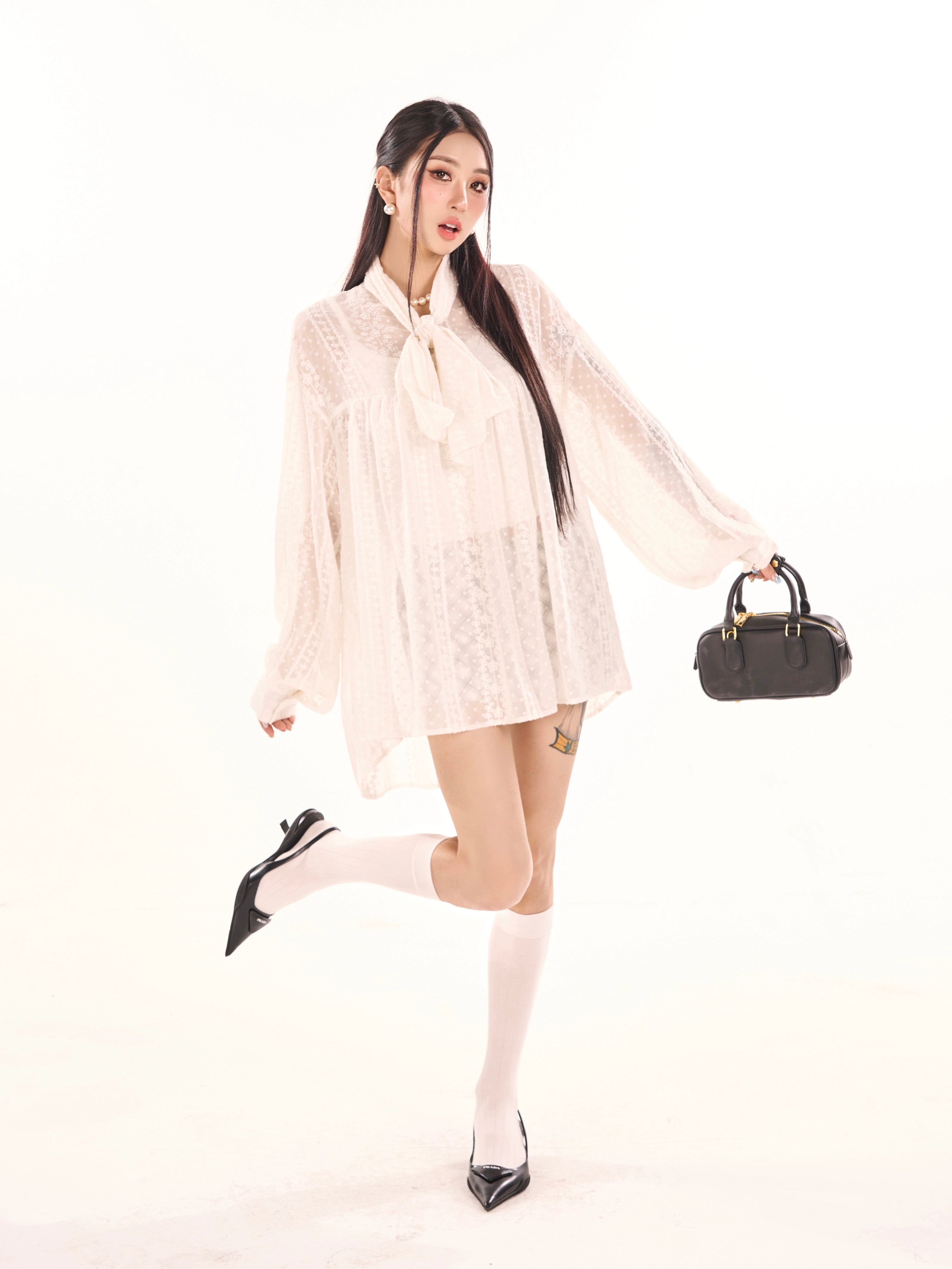 野生zerocircle白色衬衫叠穿两件套春秋吊带背心内搭宽松绑带上衣