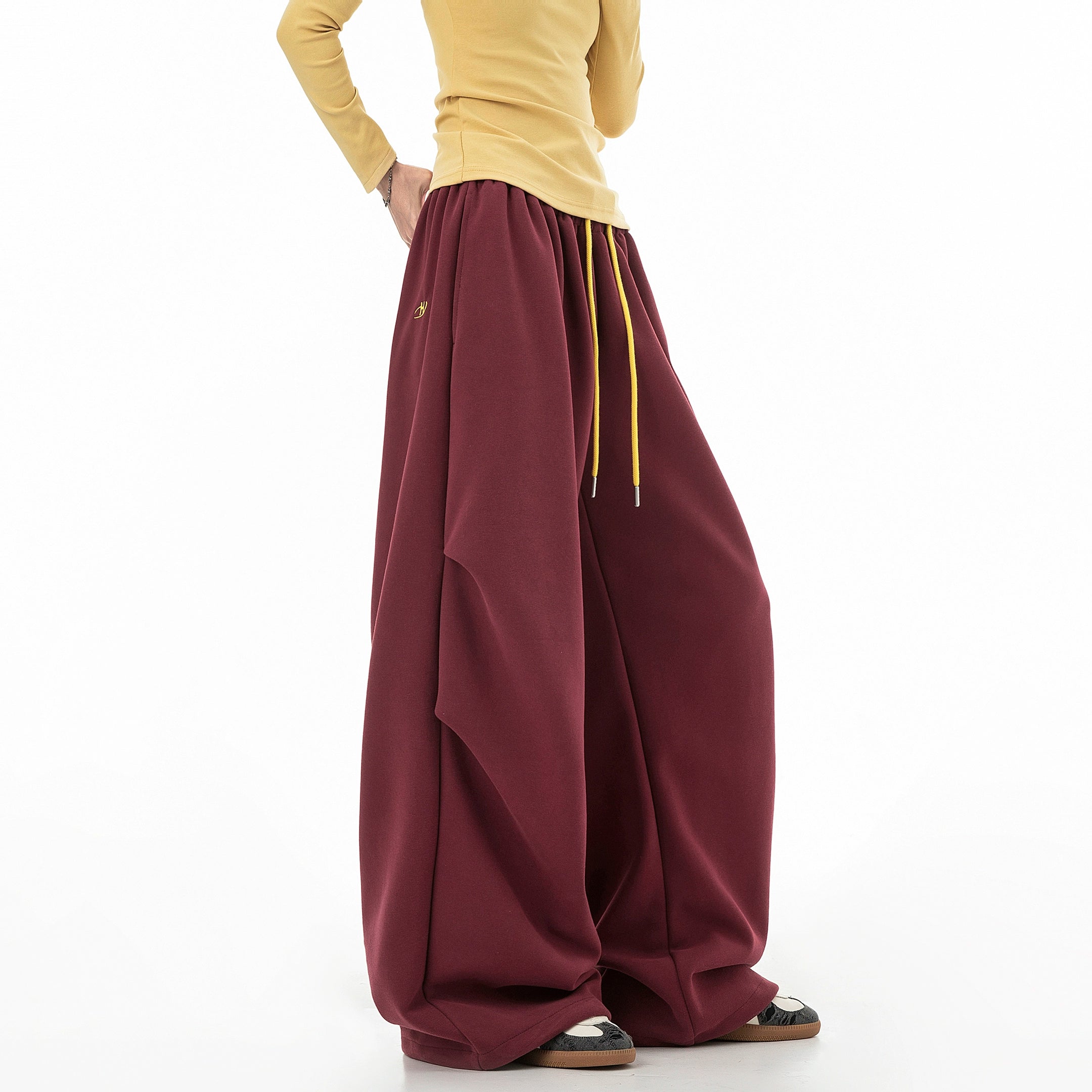 ICH MODE 美式复古伞兵休闲裤女宽松抽绳运动裤工装裤直筒阔腿裤