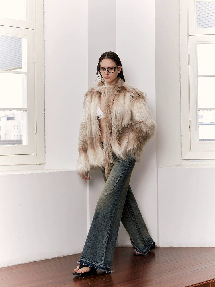 2th Desire原创环保皮草外套女秋冬毛绒保暖中长款加厚大衣外套