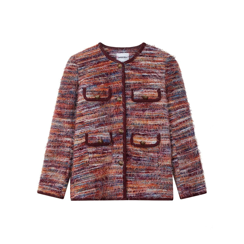 野生zerocircle彩色小众休闲毛毛外套女春秋高级设计感韩系慵懒风