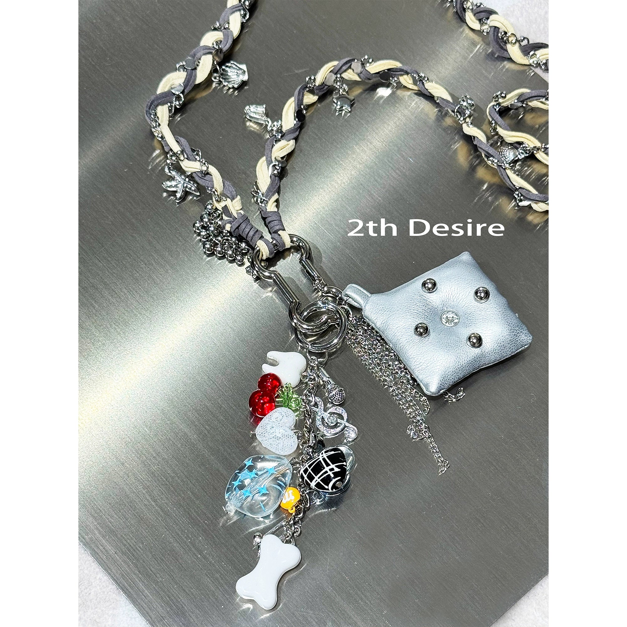 2th Desire原创手工编织百搭小众设计感朋克长款项链毛衣链包挂链