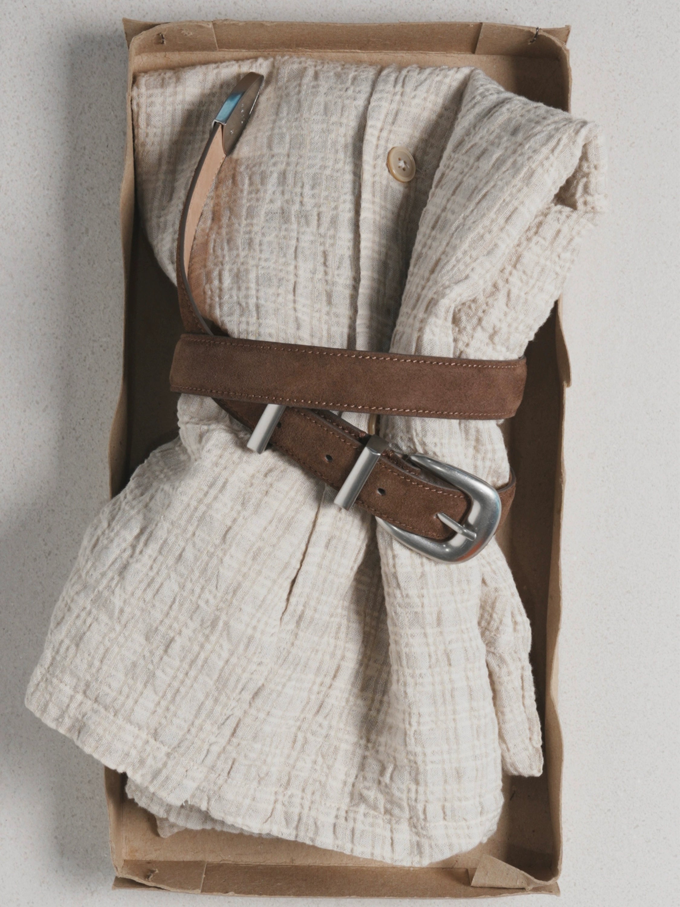 头层牛皮/棕麂皮银扣复古老钱风细款男女腰带TERRAINCOGNITA