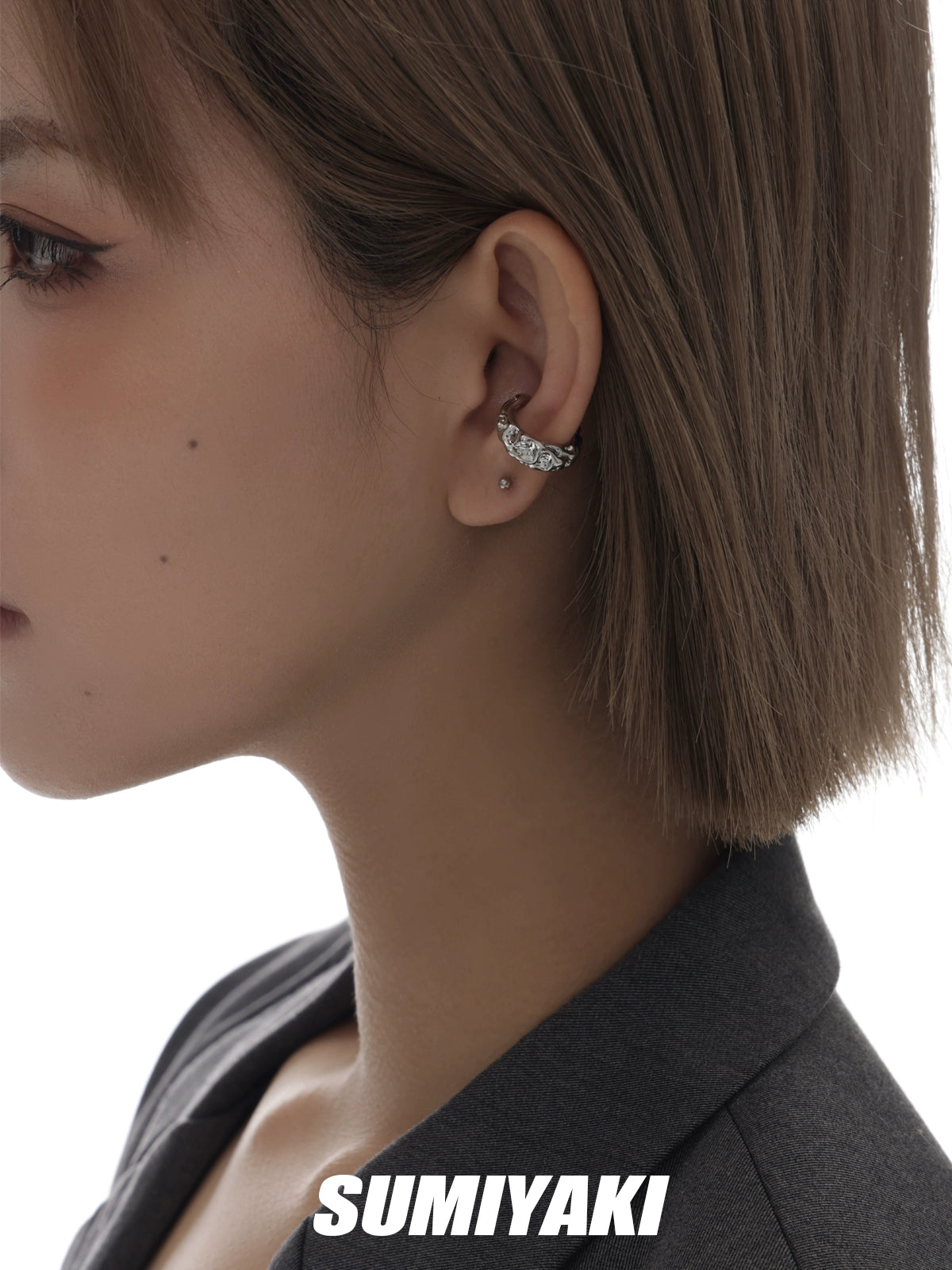 超酷!SUMIYAKI原创熔岩耳夹无耳洞女小众高级感耳骨夹个性耳饰
