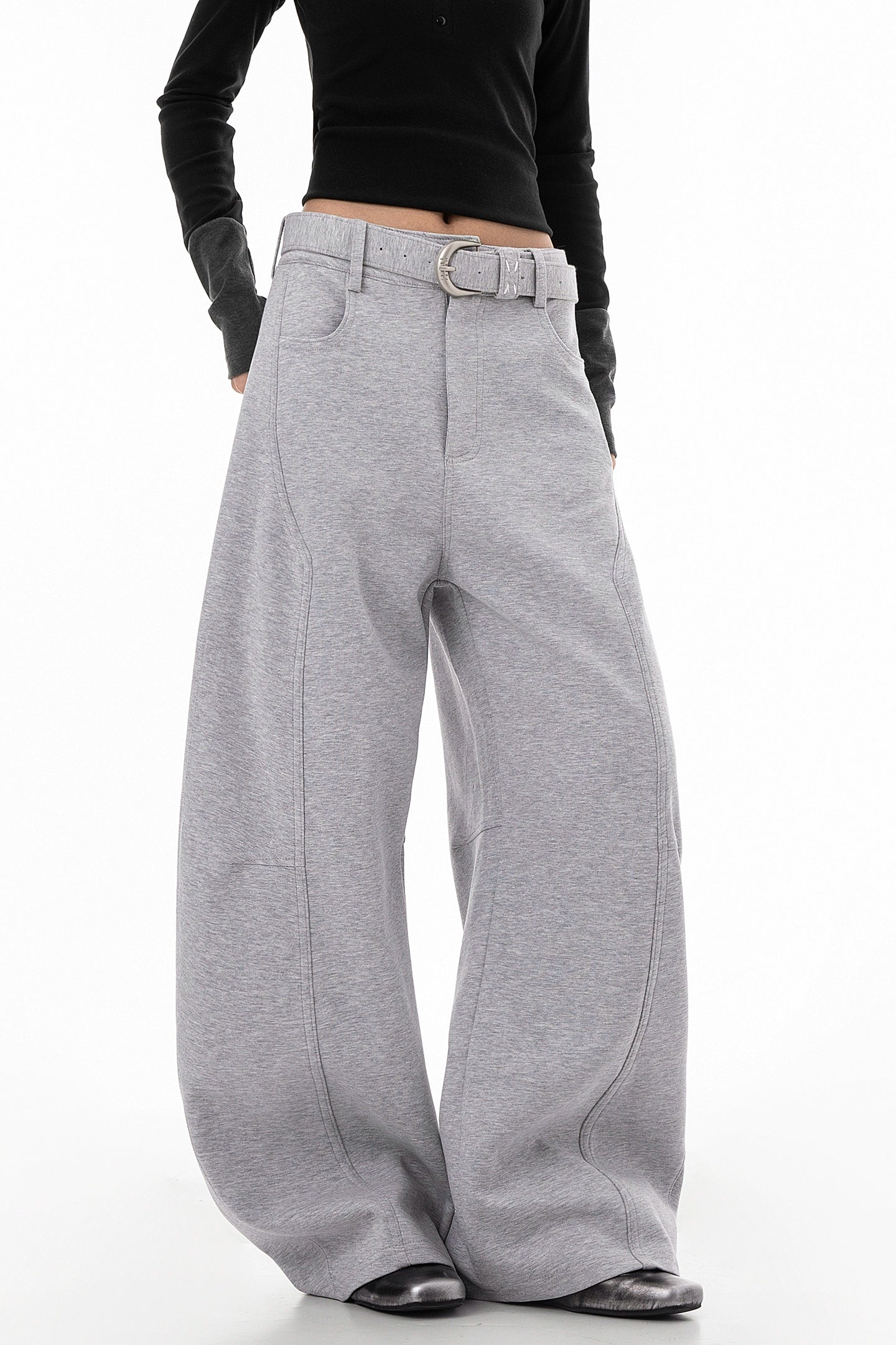 ICH MODE 美式复古弯刀休闲裤女新款宽松直筒阔腿裤子运动裤卫裤