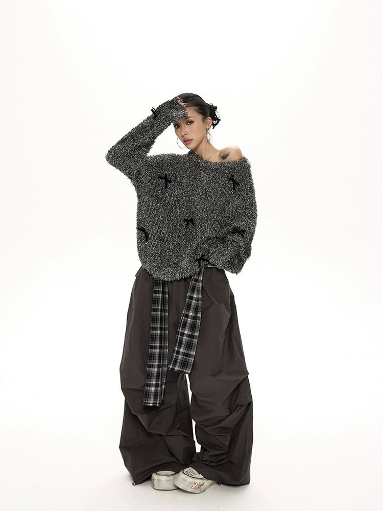 野生zero可拆卸屁帘阔腿休闲裤女秋季美式复古辣妹显瘦工装长裤子