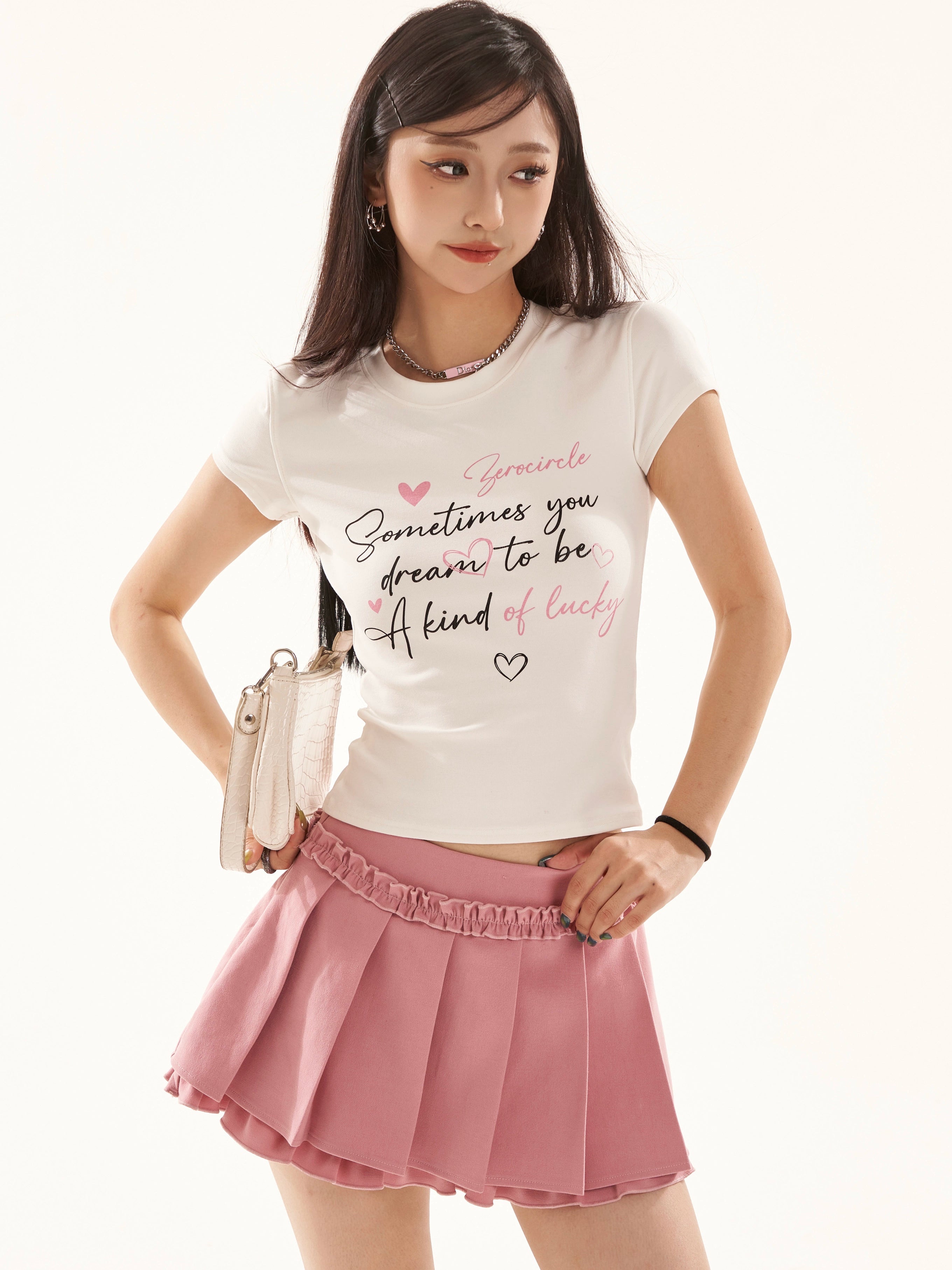 野生zero 黑白色正肩短袖t恤女夏季辣妹印花修身显瘦露背镂空上衣