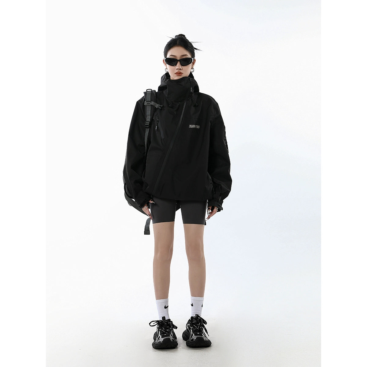 ICH MODE 斜拉链设计感小众户外机能风冲锋外套女百搭工装外套