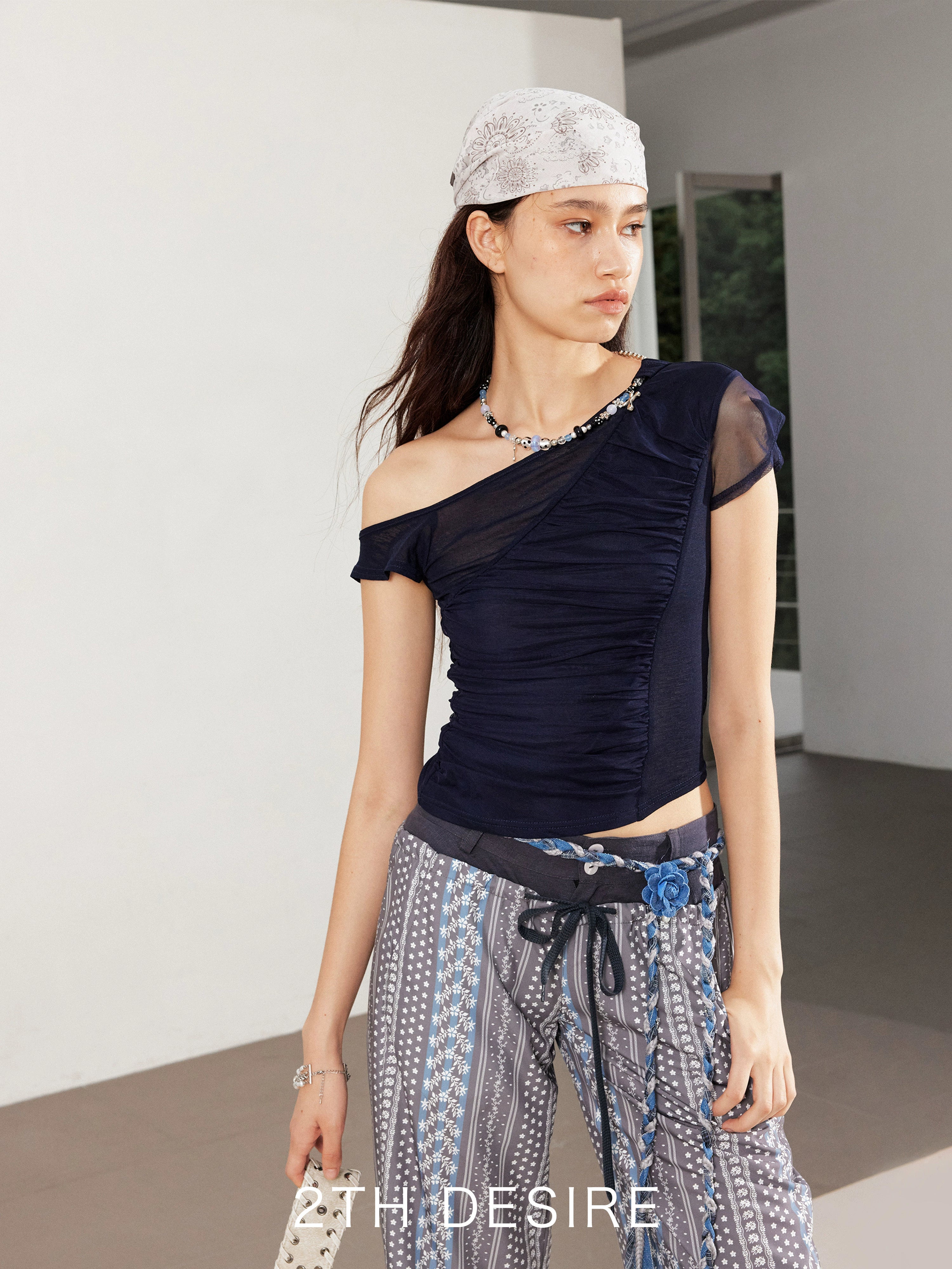 2th Desire原创多元素银箔波点琉璃串珠漩涡花朵锁骨链朋克项链