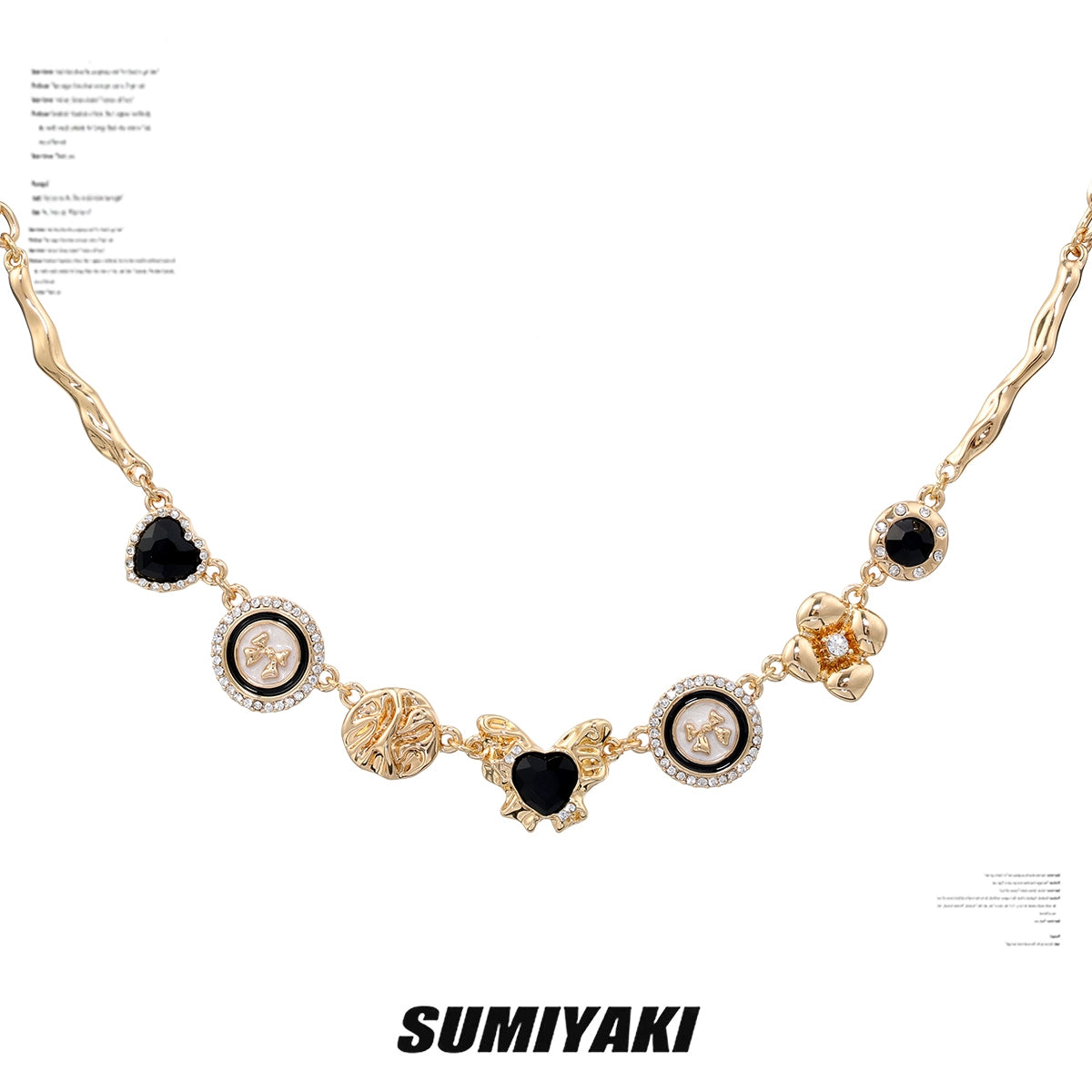 复古金属感!SUMIYAKI高级黑金蝴蝶纽扣圆盘项链女小众轻奢锁骨链