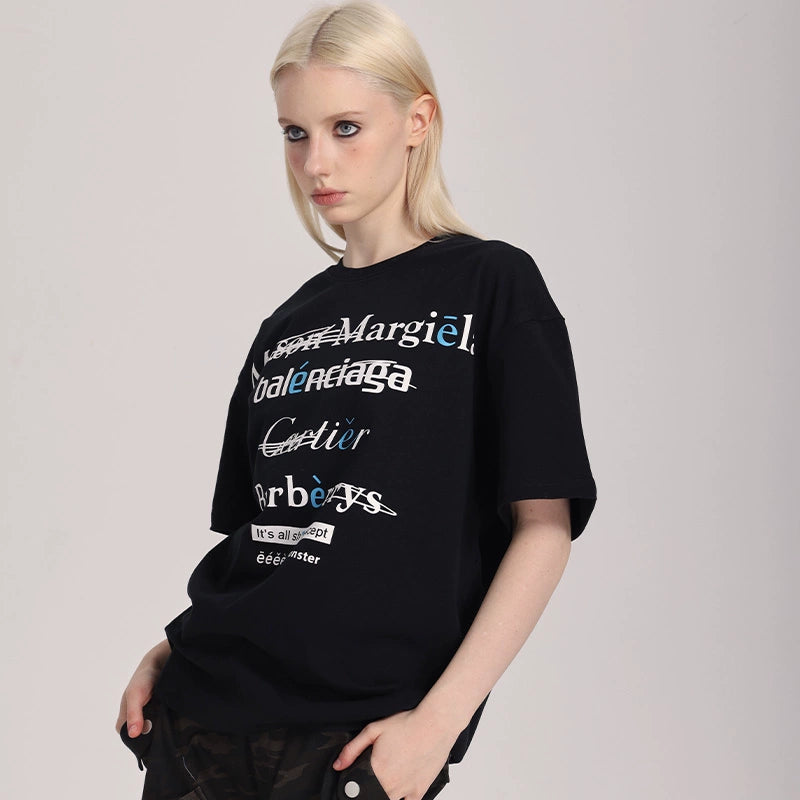 eeeeArtmonster创意"恶搞"标语美式高街ins圆领短袖T恤男女夏季潮