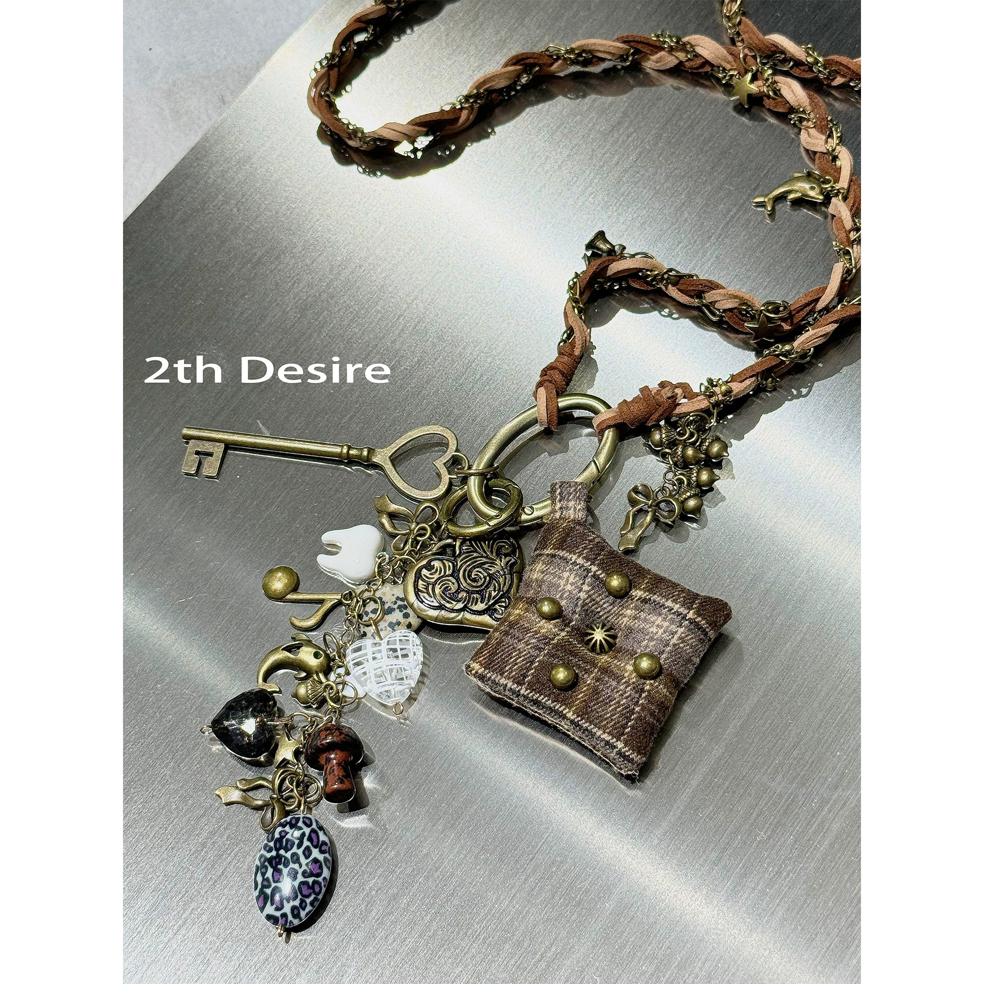 2th Desire原创手工编织百搭小众设计感朋克长款项链毛衣链包挂链