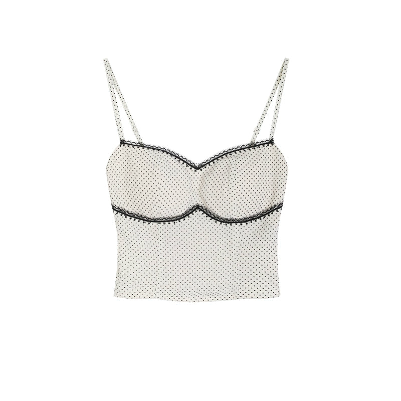 野生zero 辣妹套装裙女夏季吊带胸垫修身背心高腰a字波点半身裙子