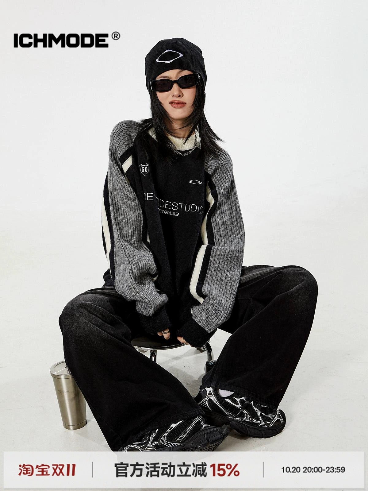 ICH MODE 美式复古套头毛衣女秋冬2025新款慵懒风针织衫外套上衣