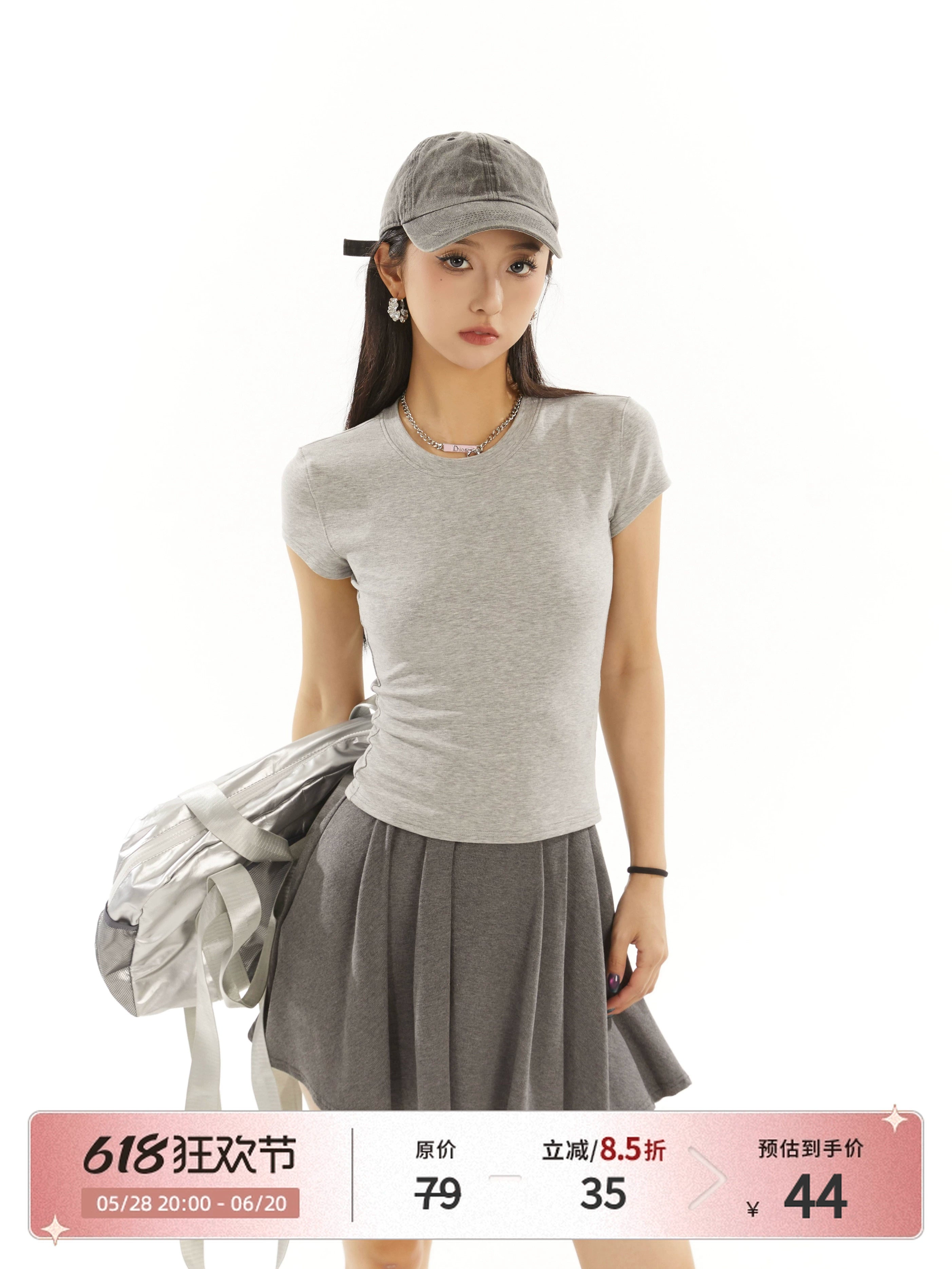 野生zero 白黑灰色正肩短袖t恤女夏季辣妹修身显瘦短款上衣打底衫