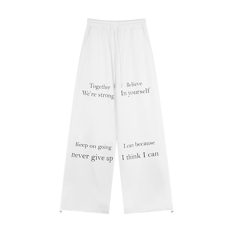 野生zero白黑灰色休闲裤女夏季低腰显瘦宽松慵懒风阔腿直筒卫裤子